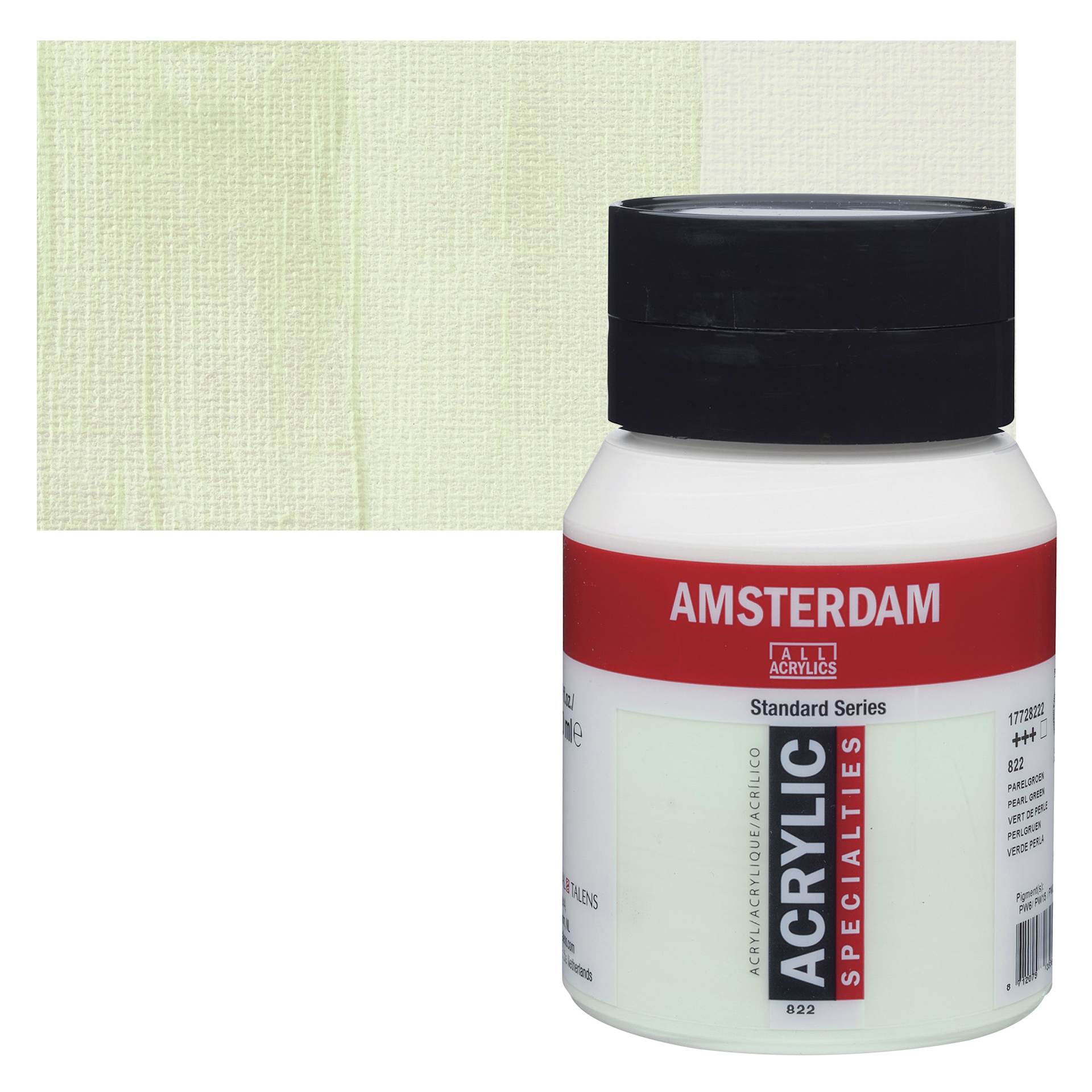 Amsterdam Standard Series Acrylic - Pearl Green, 500 ml bottle and swatch
