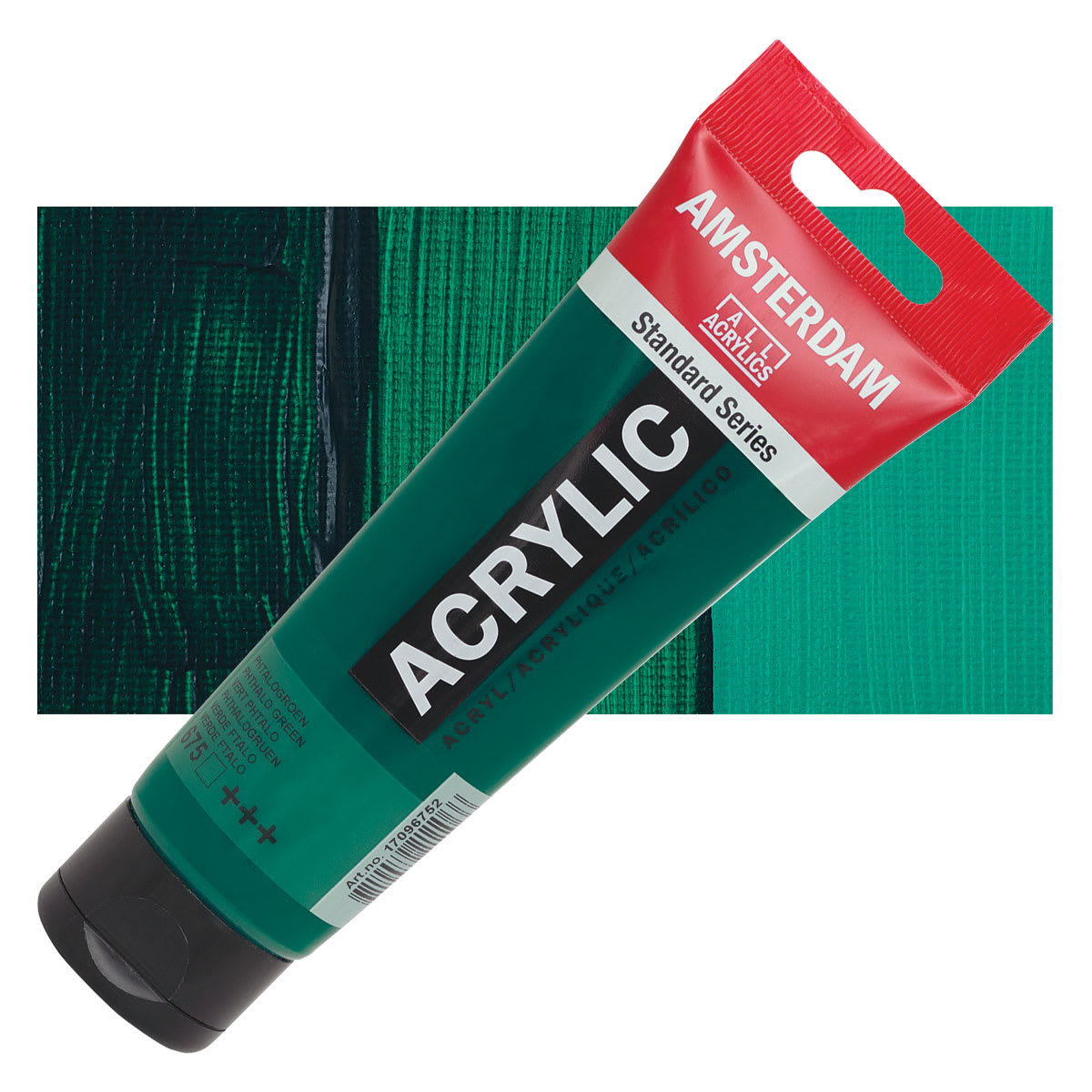 Amsterdam Standard Series Acrylic Paint - Phthalo Green, 120 ml tube and swatch