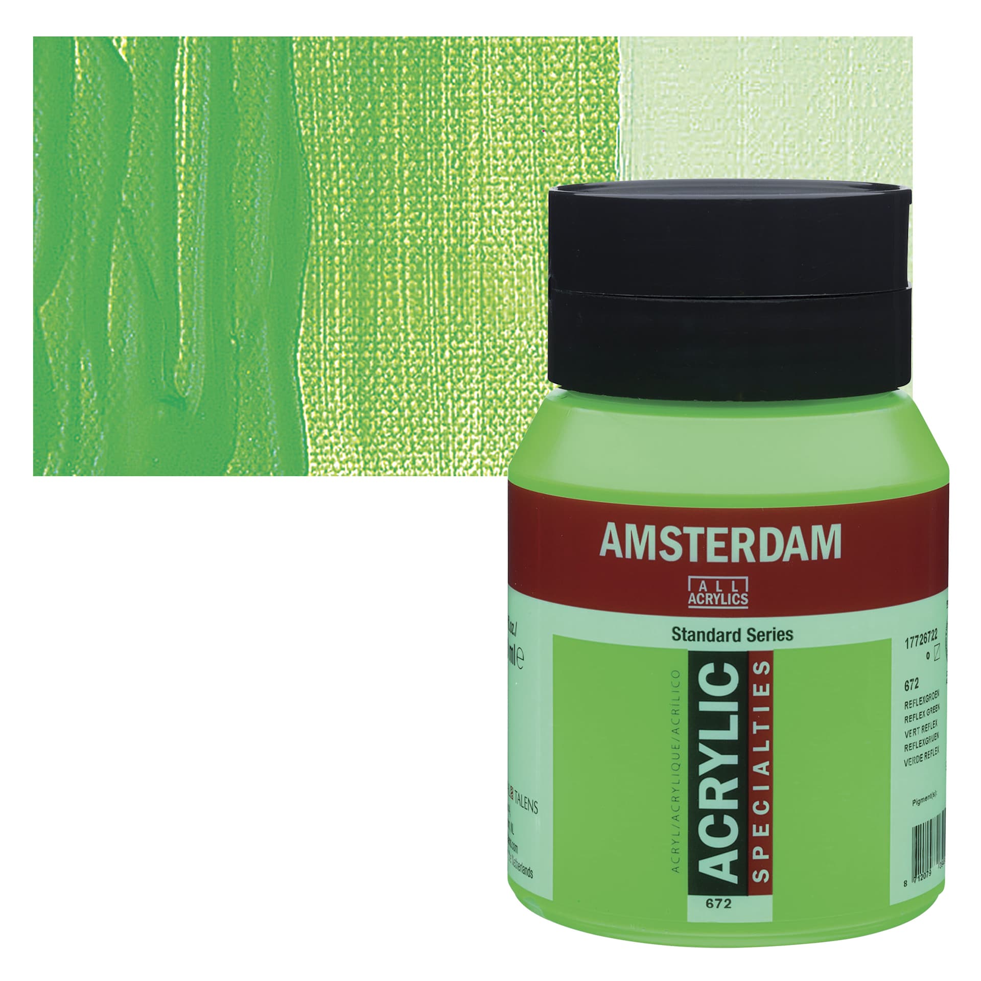 Amsterdam Standard Series Acrylic - Reflex Green, 500 ml bottle and swatch