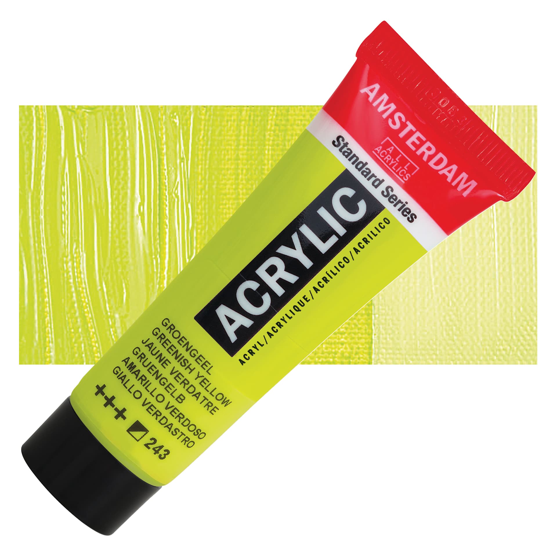 Amsterdam Standard Series Acrylic - Greenish Yellow, 20 ml Tube and swatch
