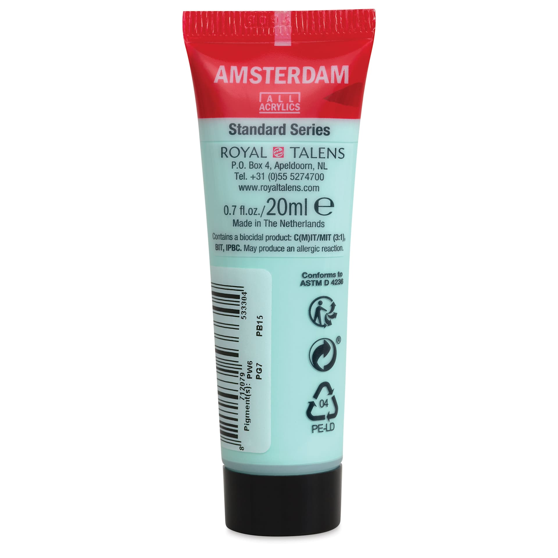 Amsterdam Standard Series Acrylic - Turquoise Green Light, 20 ml Tube back