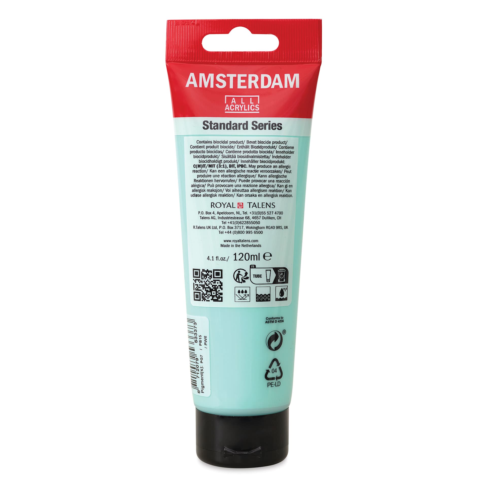 Amsterdam Standard Series Acrylic - Turquoise Green Light, 120 ml tube, back