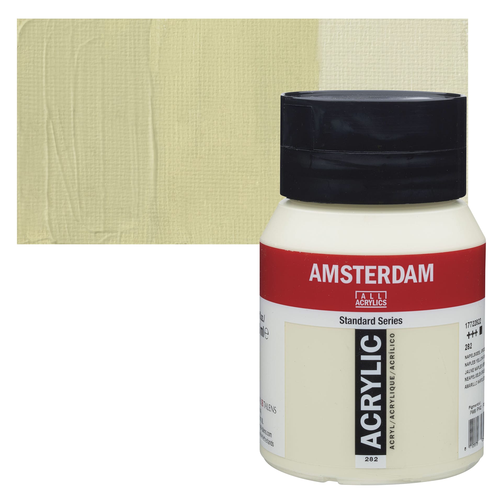 Amsterdam Standard Series Acrylic - Naples Yellow Green, 500 ml bottle and swatch