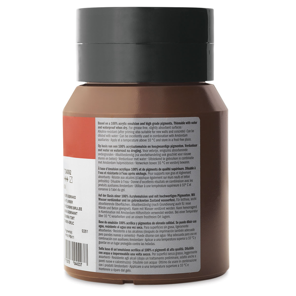 Amsterdam Standard Series Acrylic - Burnt Umber, 500 ml, Bottle back