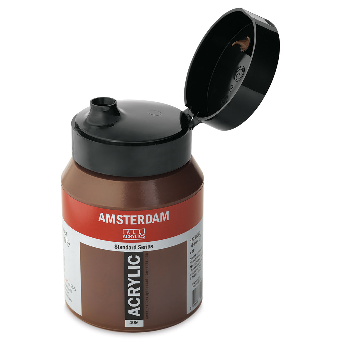 Amsterdam Standard Series Acrylic - Burnt Umber, 500 ml, Bottle with lid open