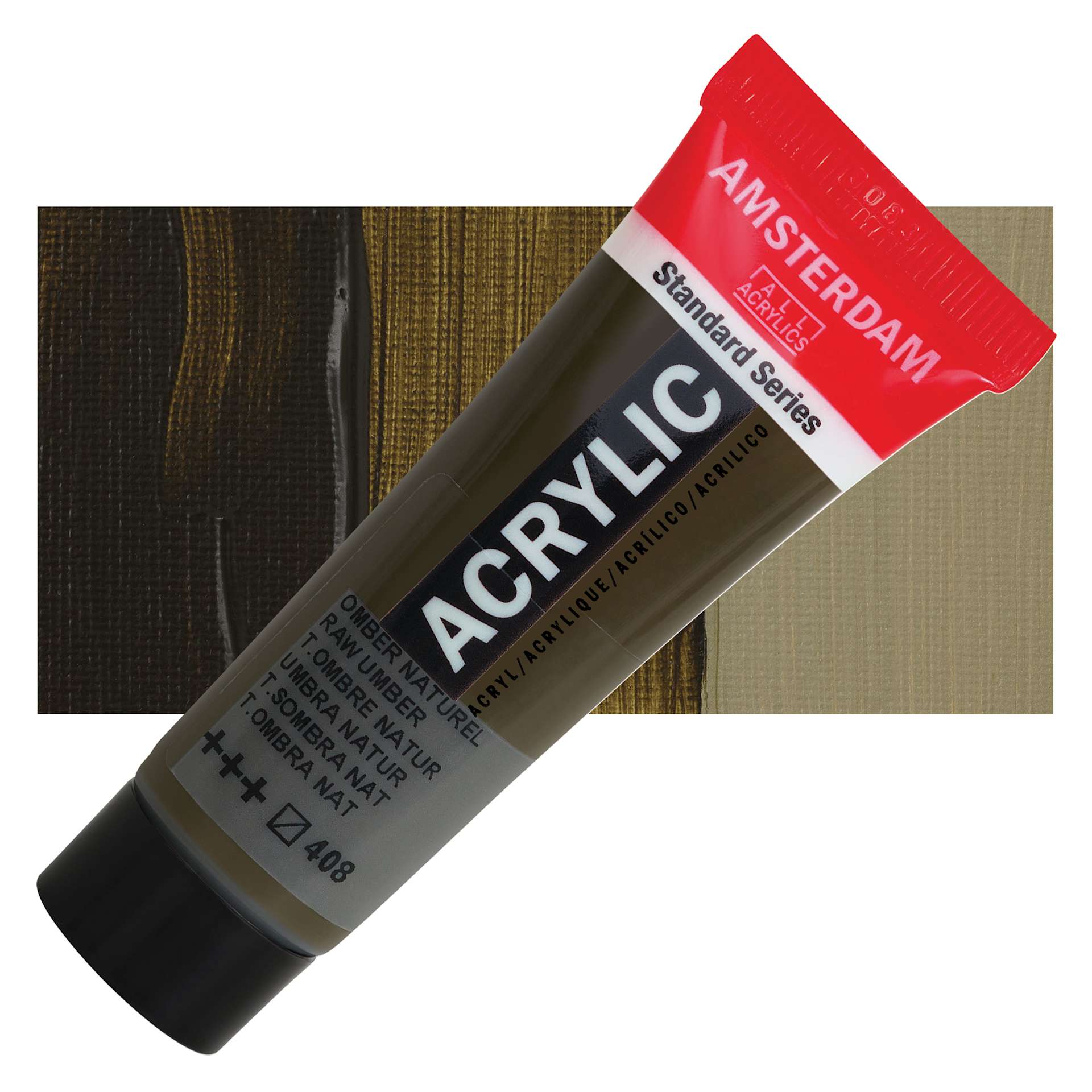Amsterdam Standard Series Acrylic - Raw Umber, 20 ml Tube and swatch