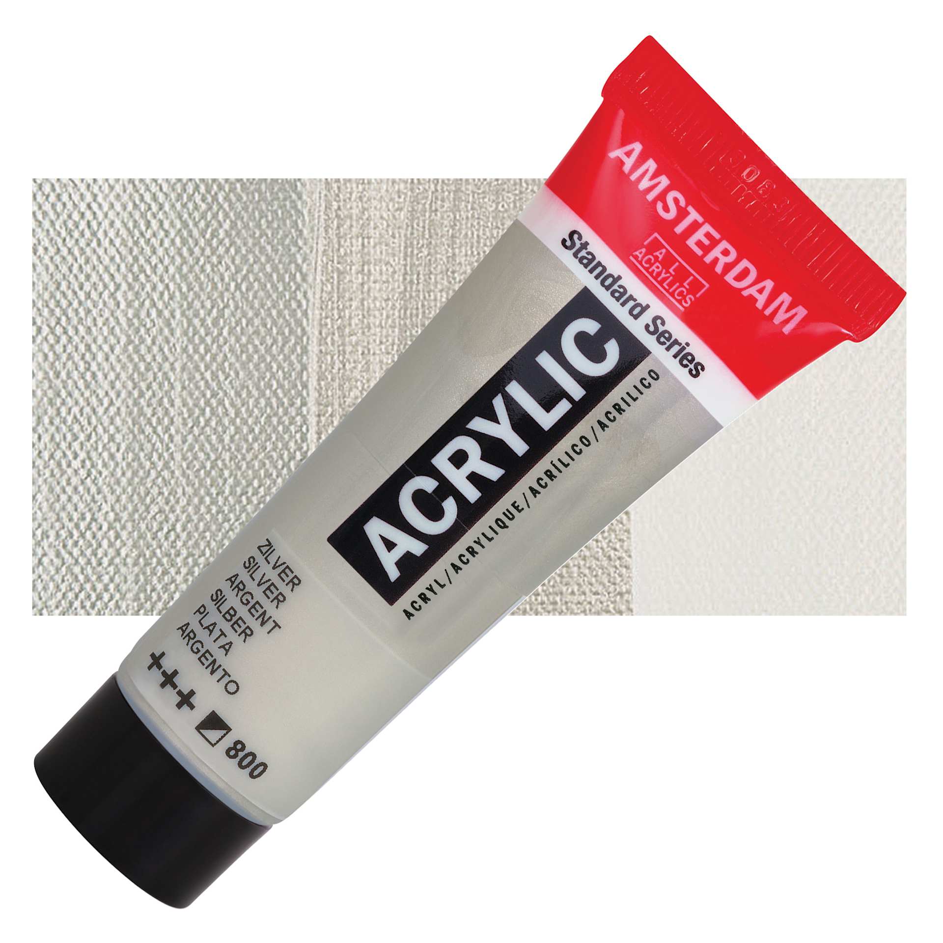 Amsterdam Standard Series Acrylic - Metallic Silver, 20 ml Tube and swatch