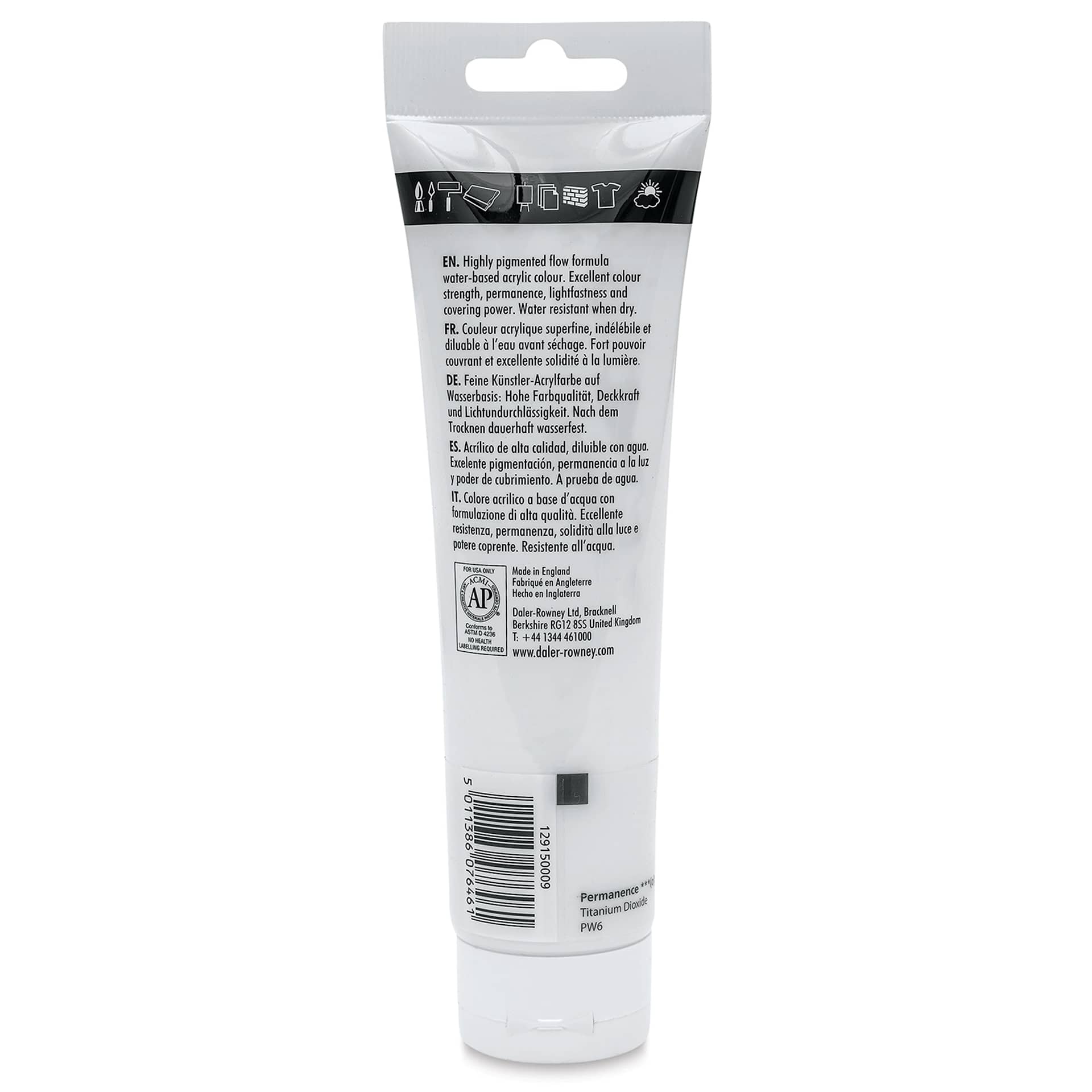 Daler-Rowney System3 Acrylic - Titanium White, 150 ml tube back