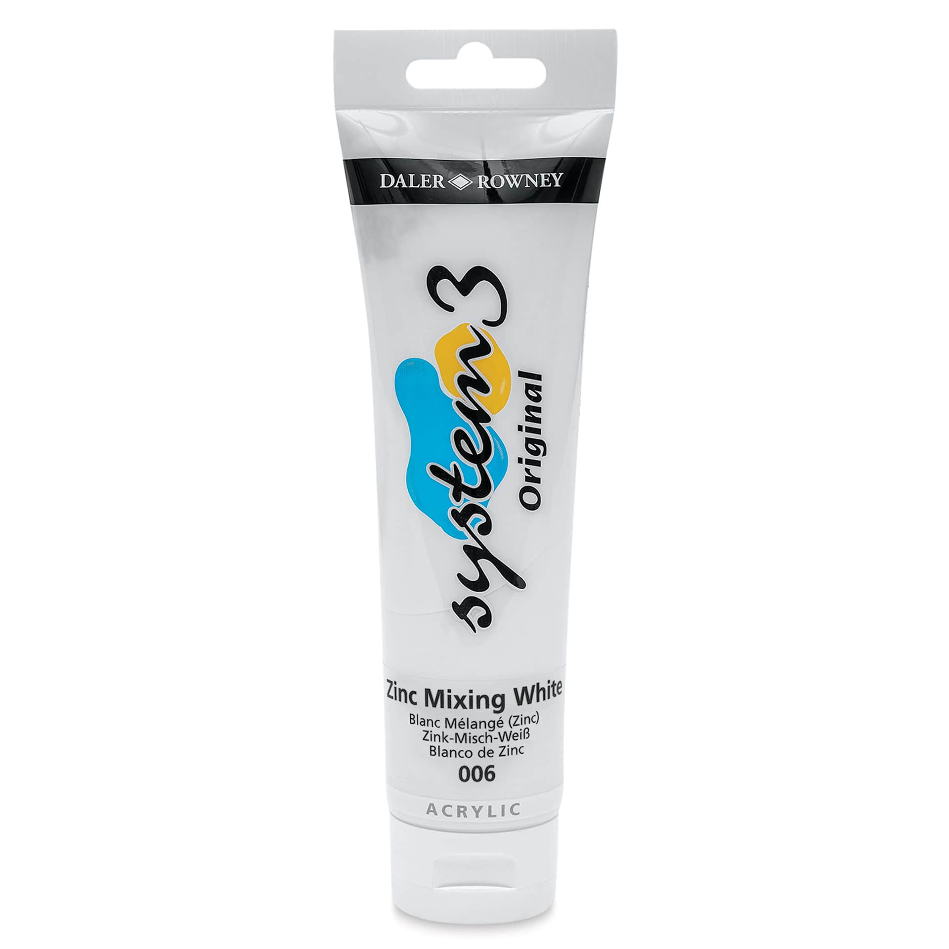 Daler-Rowney System3 Acrylic - Zinc Mixing White, 150 ml tube