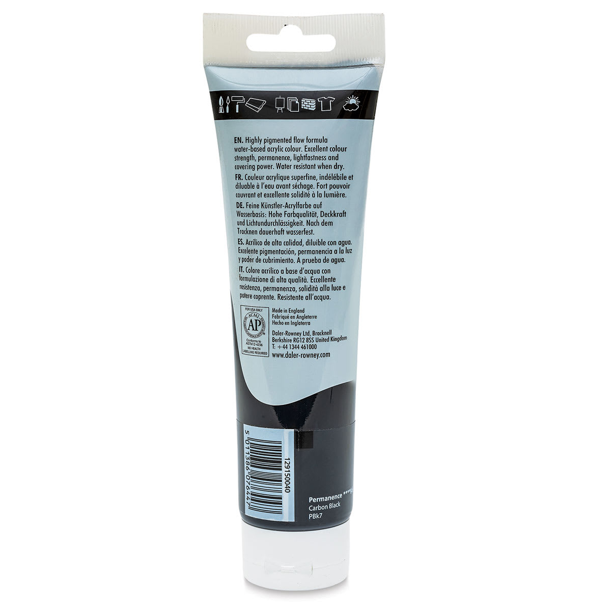 Daler-Rowney System3 Acrylic - Process Black, 150 ml tube back