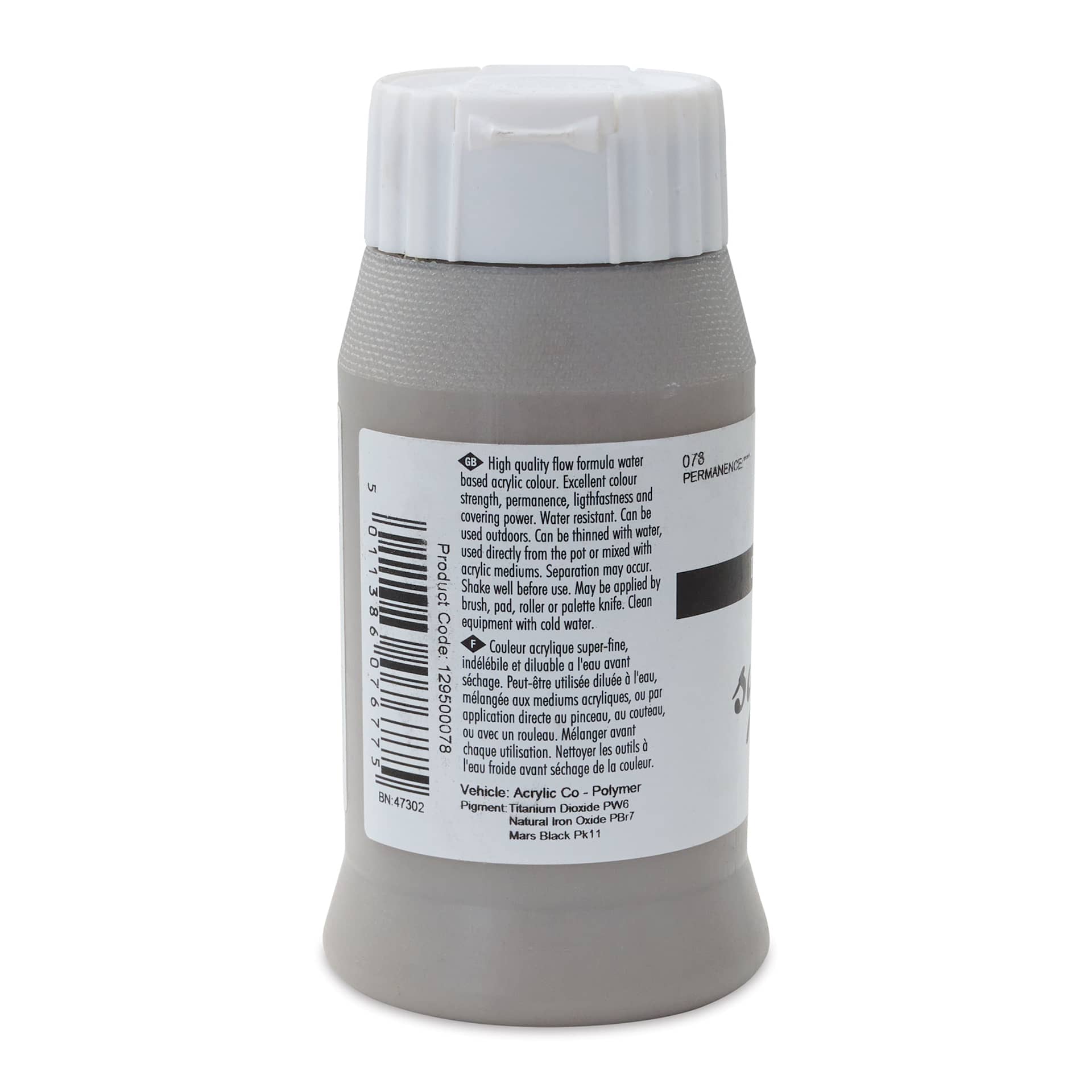 Daler-Rowney System3 Acrylic - Warm Grey, 500 ml bottle (Back of bottle)