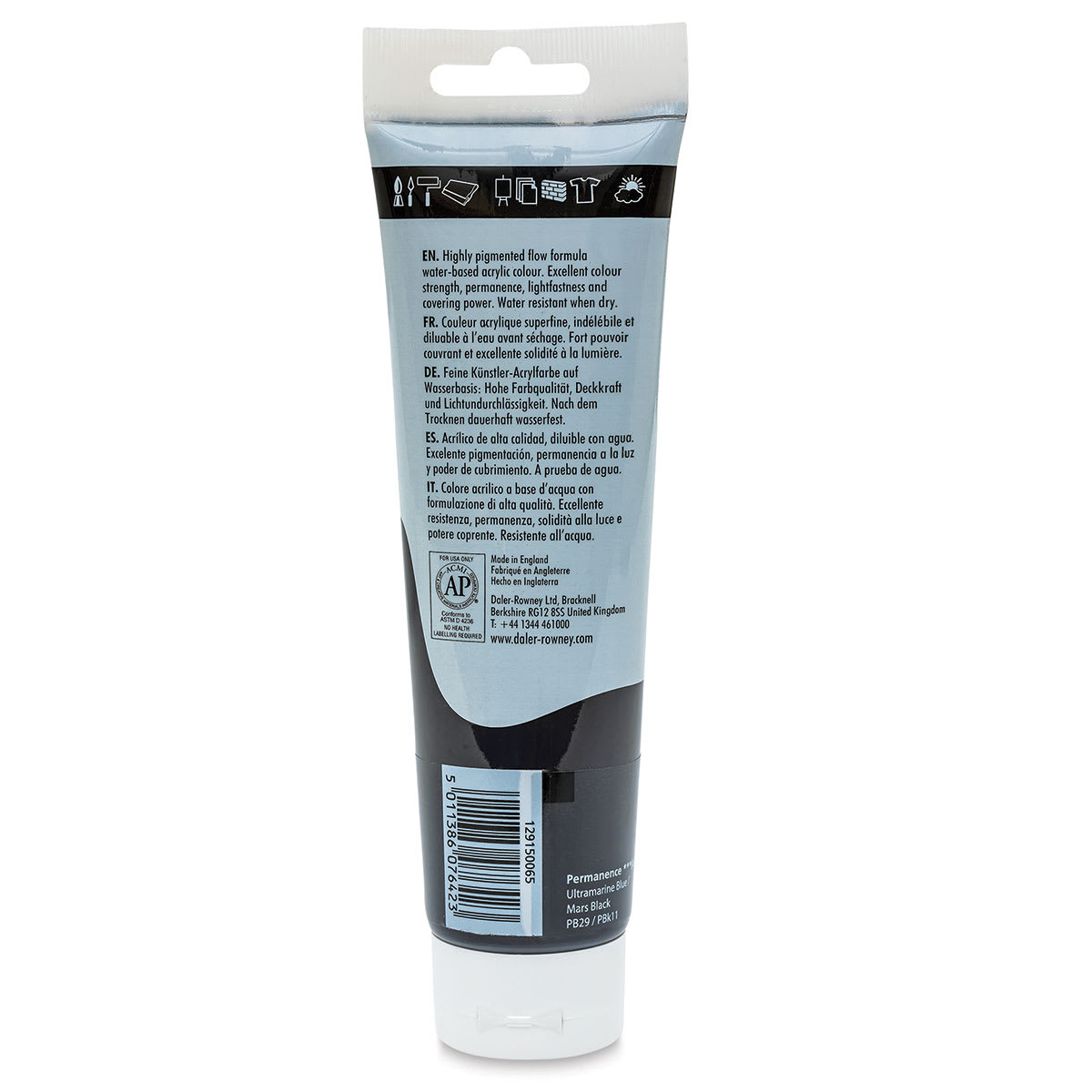 Daler-Rowney System3 Acrylic - Payne's Gray, 150 ml tube back