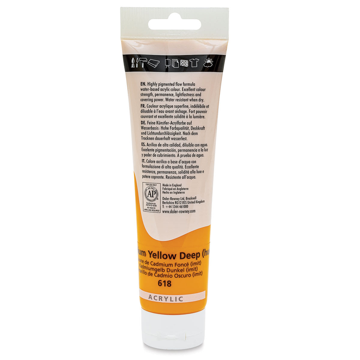 Daler-Rowney System3 Acrylic - Cadmium Yellow Deep Hue, 150 ml tube back