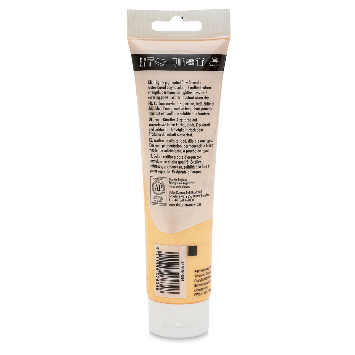 Daler-Rowney System3 Acrylic - Naples Yellow, 150 ml tube back