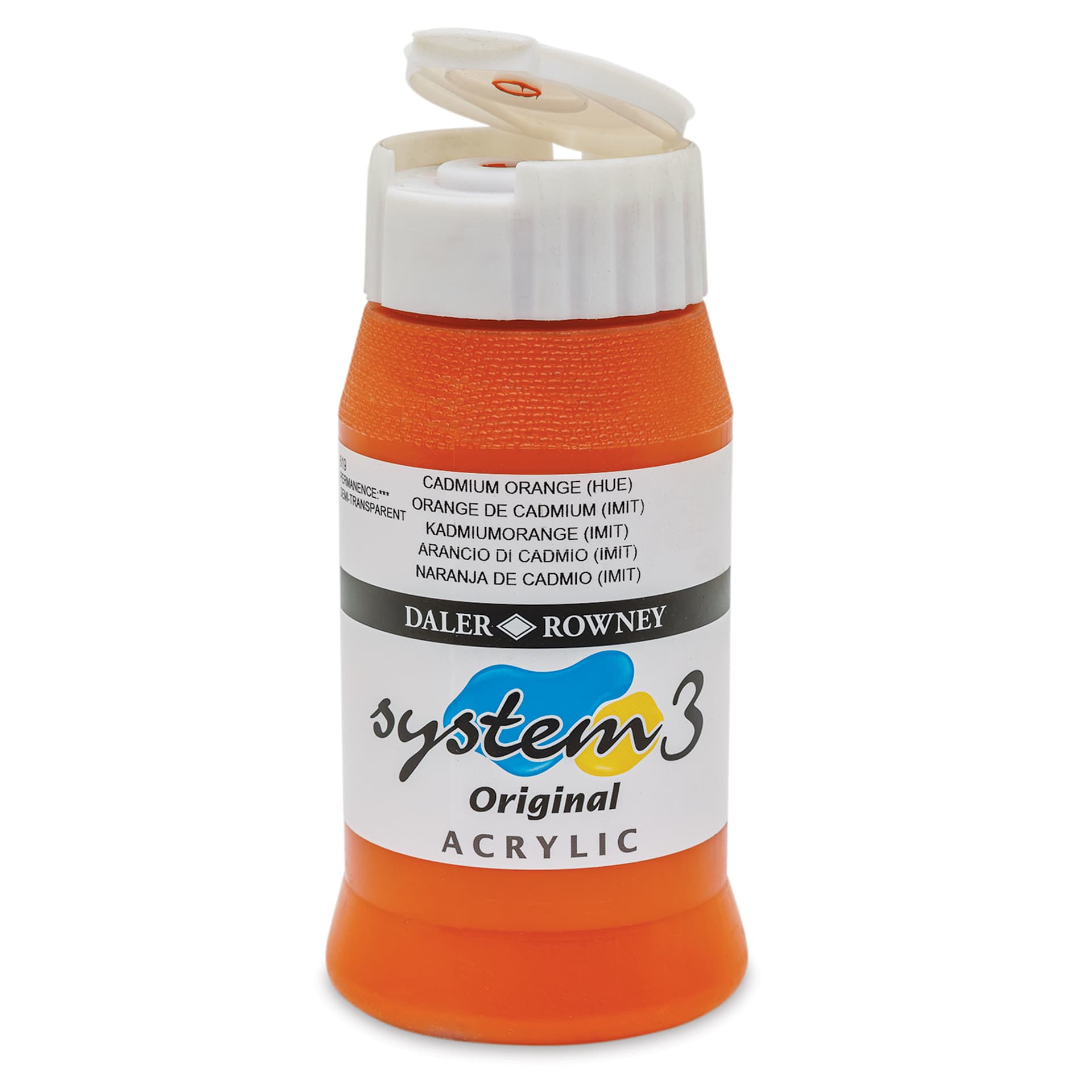 Daler-Rowney System3 Acrylic - Cadmium Orange Hue, 500 ml bottle