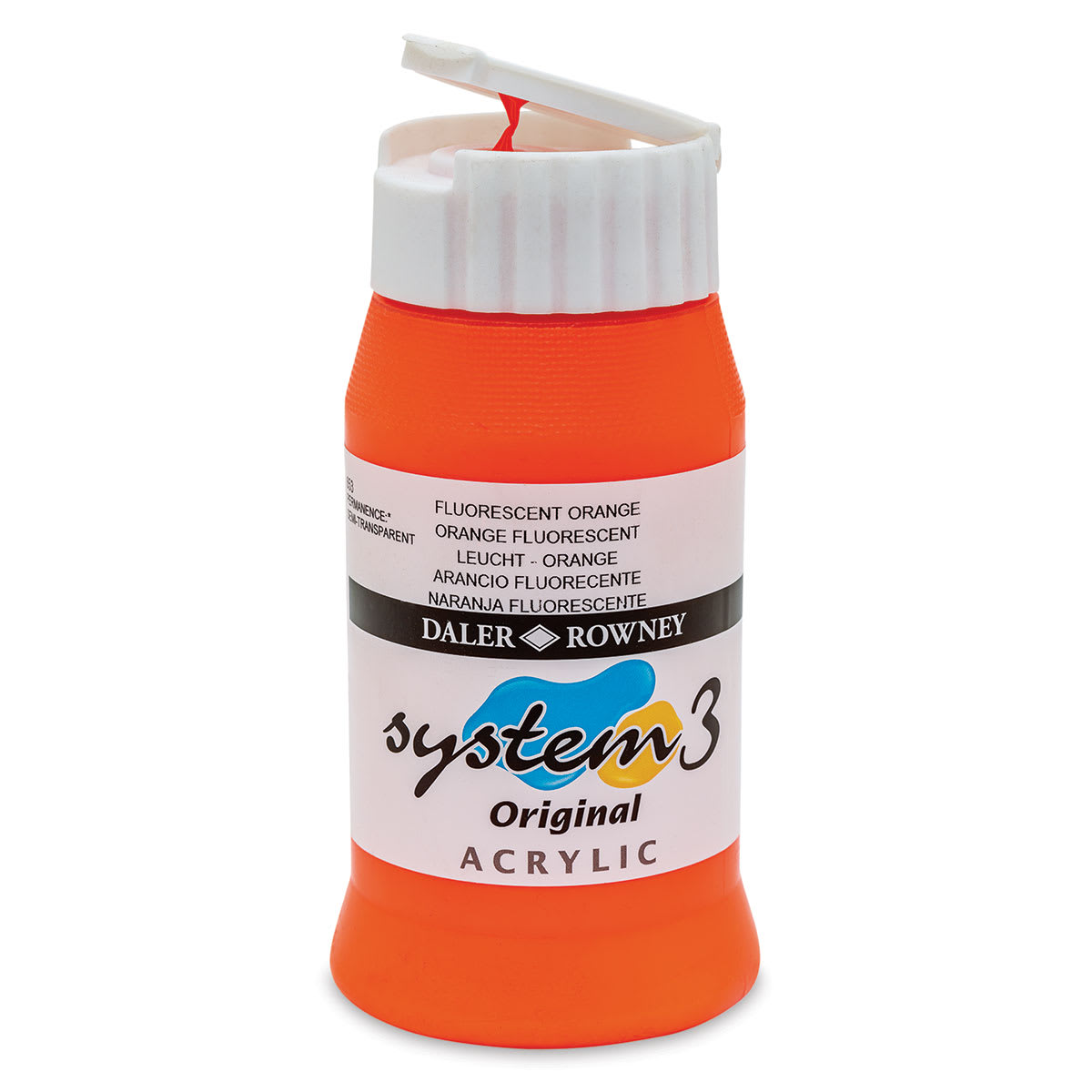 Daler-Rowney System3 Acrylic - Fluorescent Orange, 500 ml bottle