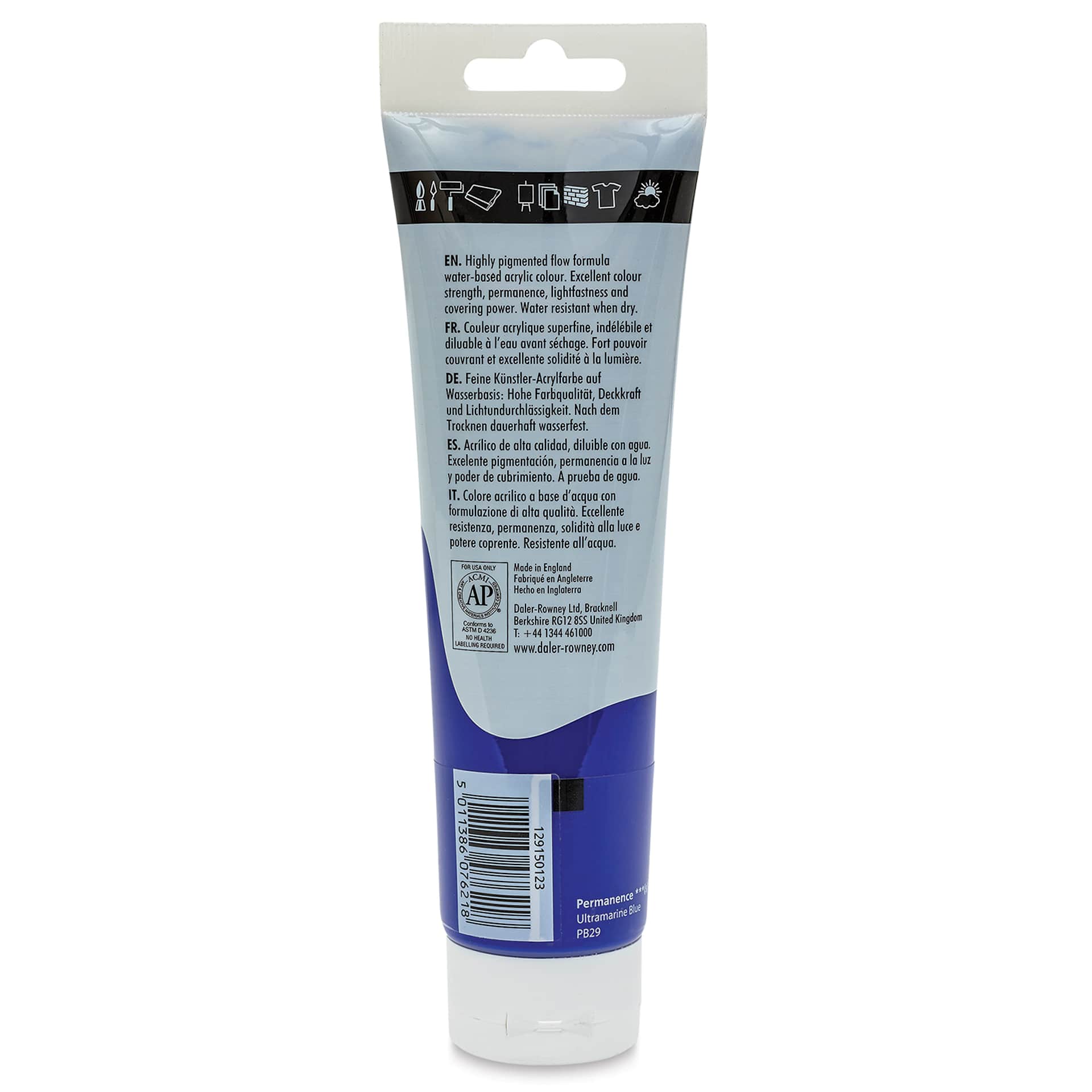 Daler-Rowney System3 Acrylic - Ultramarine, 150 ml tube back