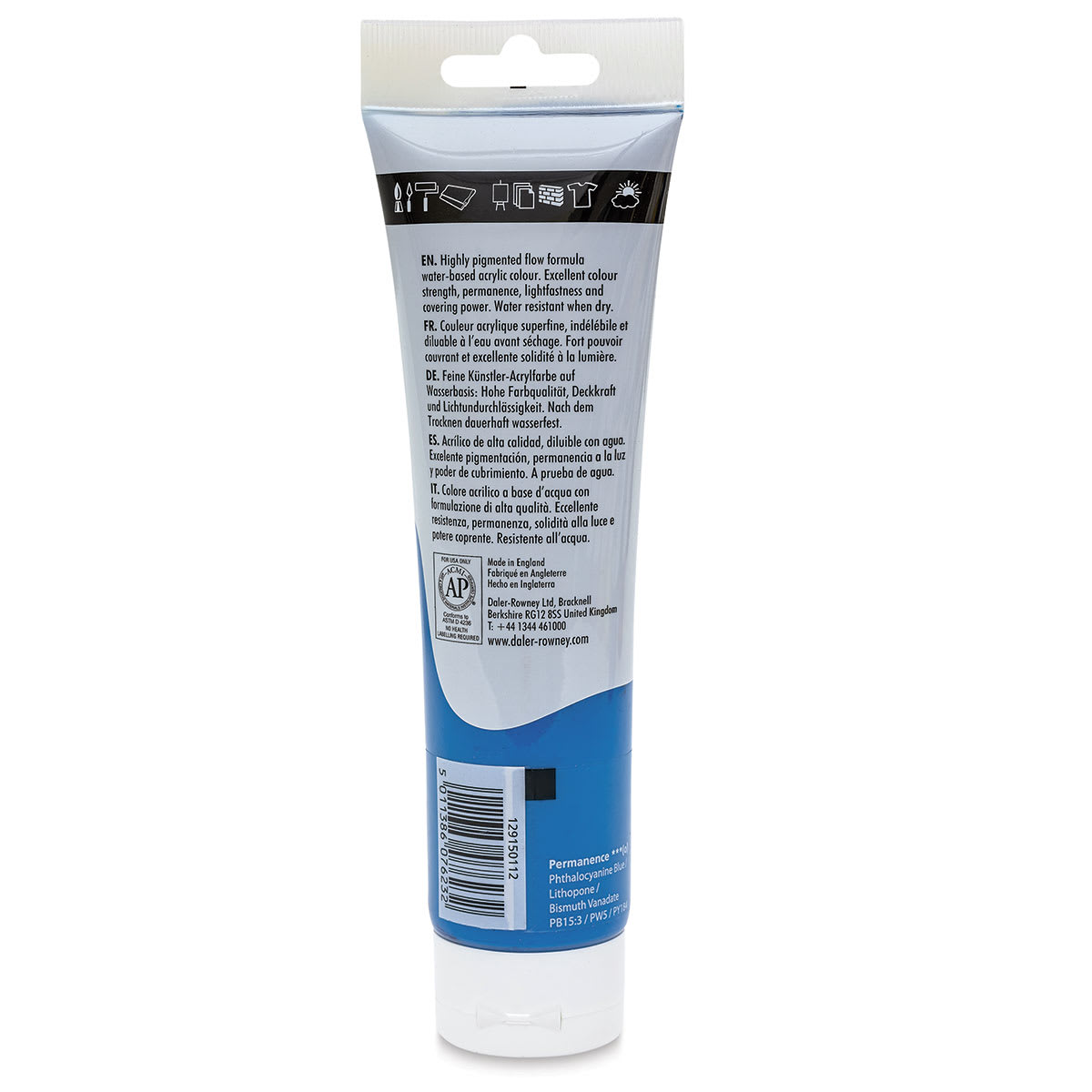 Daler-Rowney System3 Acrylic - Coreuleum Hue, 150 ml tube back
