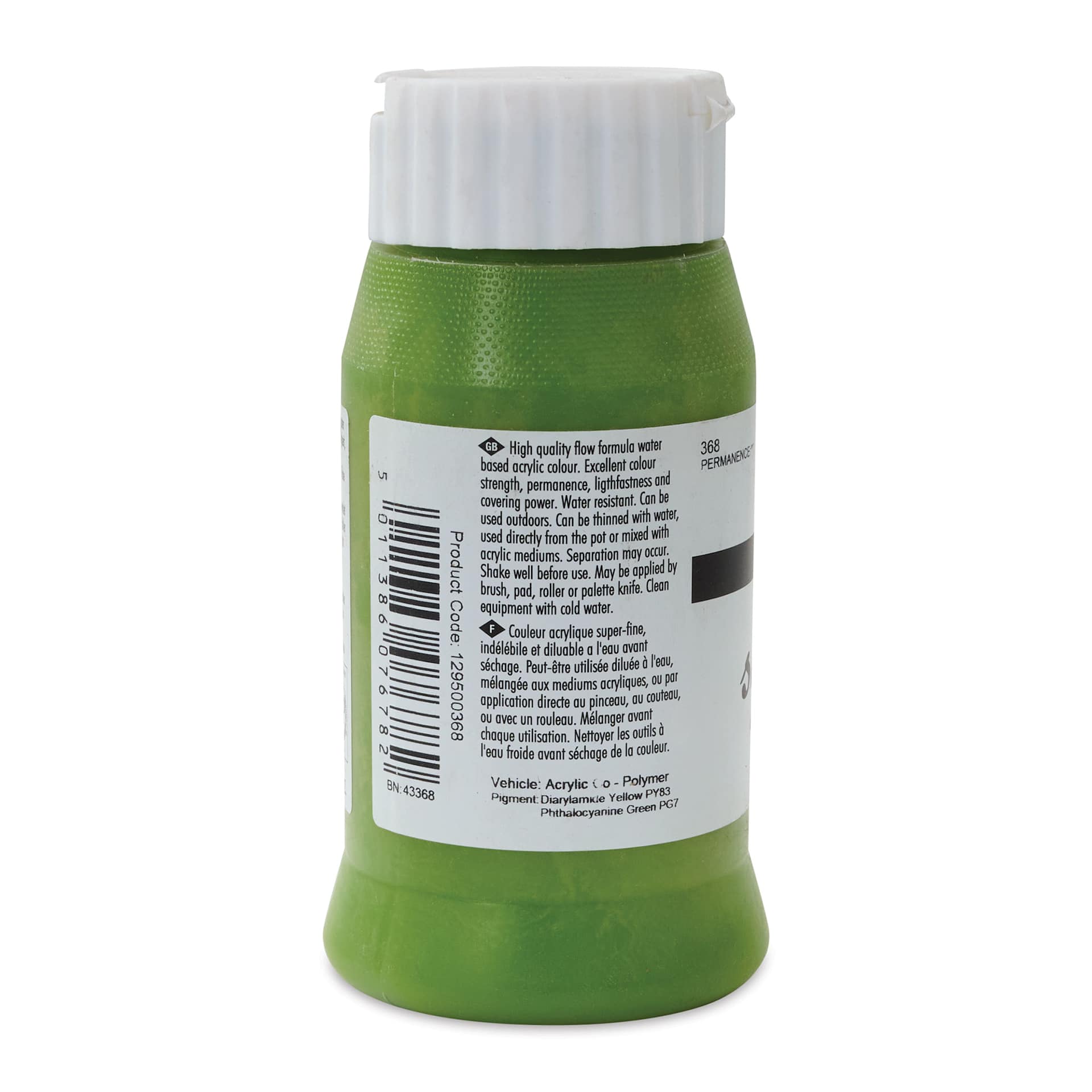 Daler-Rowney System 3 Acrylics - Pale Olive Green, 500 ml bottle back