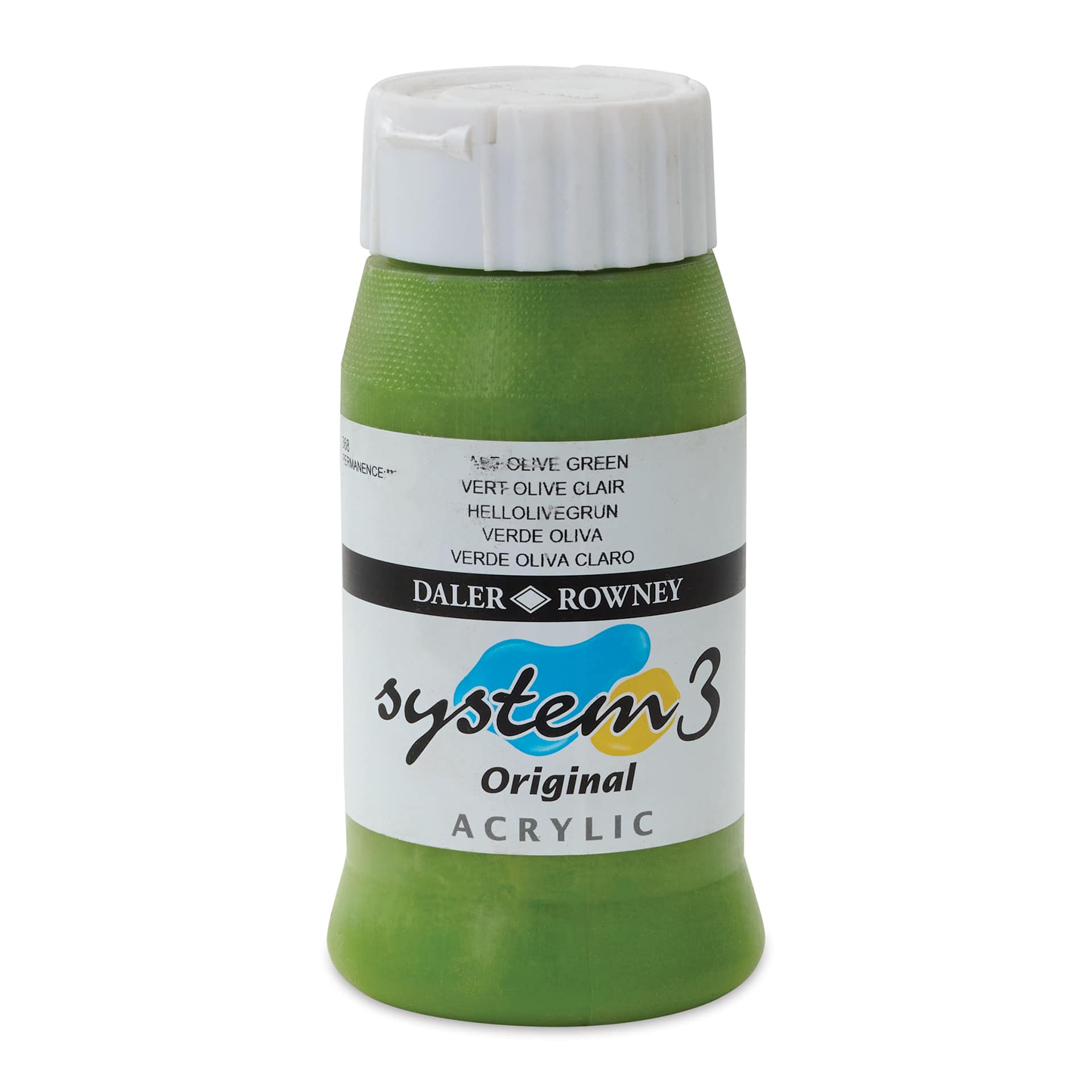 Daler-Rowney System 3 Acrylics - Pale Olive Green, 500 ml bottle