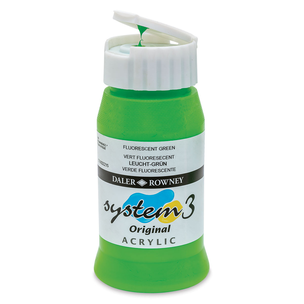 Daler-Rowney System3 Acrylic - Fluorescent Green, 500 ml bottle