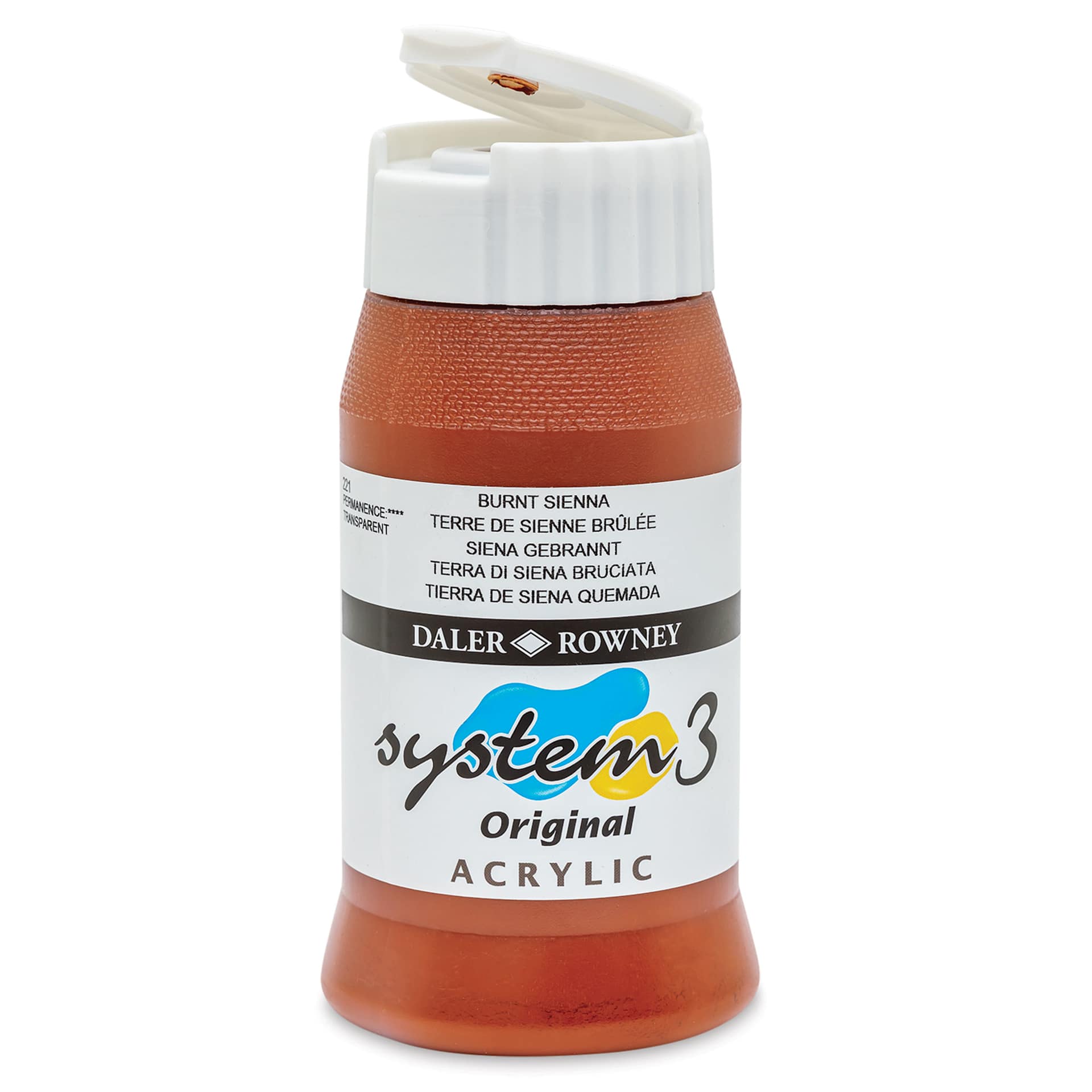 Daler-Rowney System3 Acrylic - Burnt Sienna, 500 ml bottle