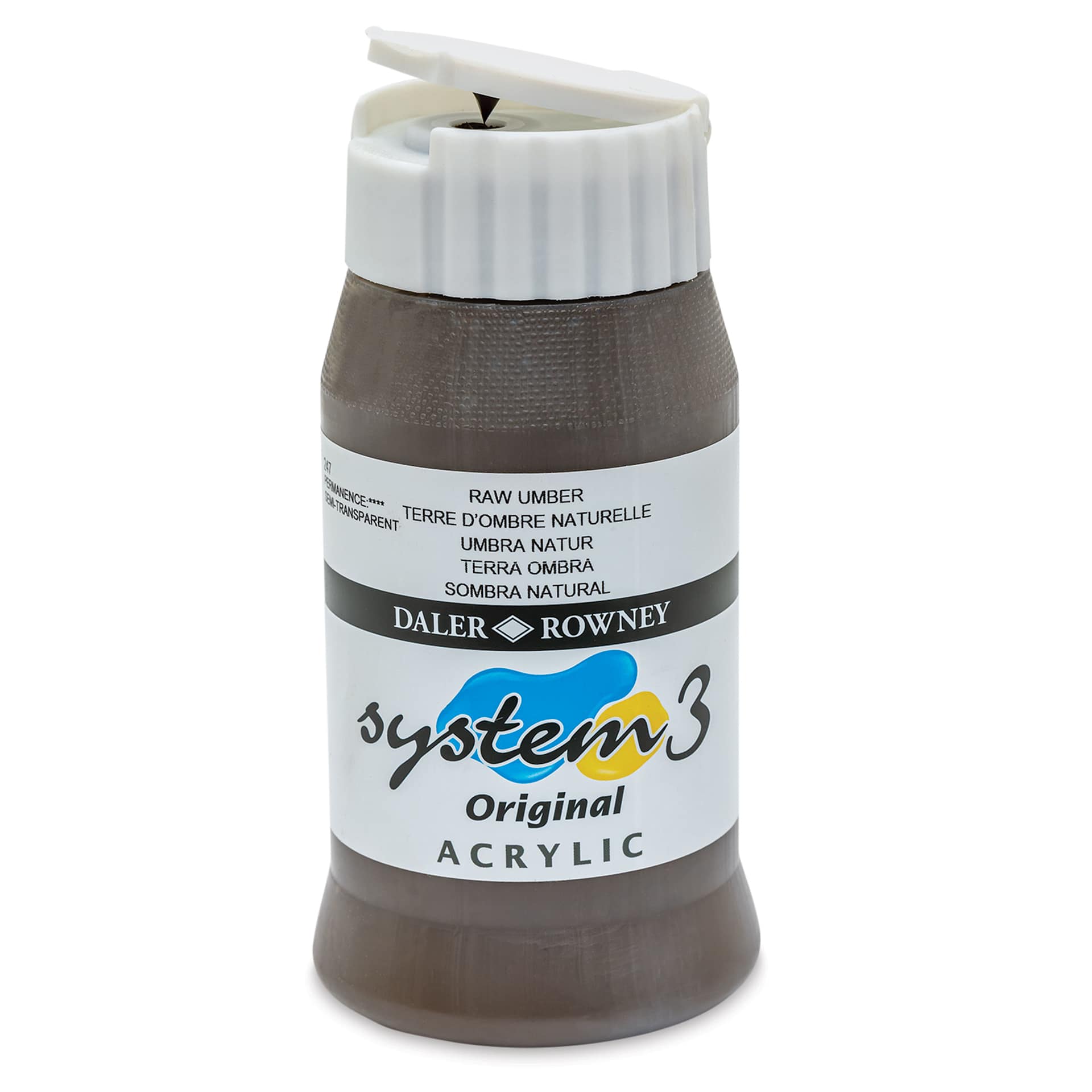Daler-Rowney System3 Acrylic - Raw Umber, 500 ml bottle