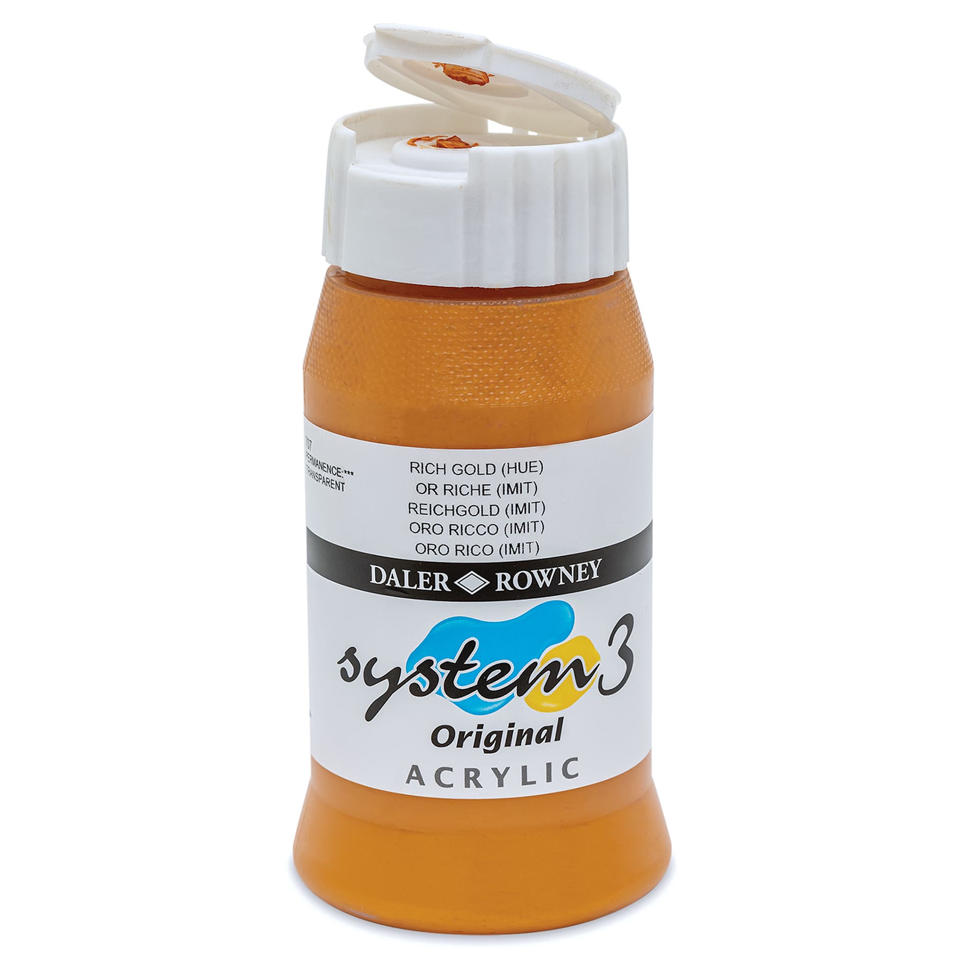 Daler-Rowney System3 Acrylic - Rich Gold Hue, 500 ml bottle