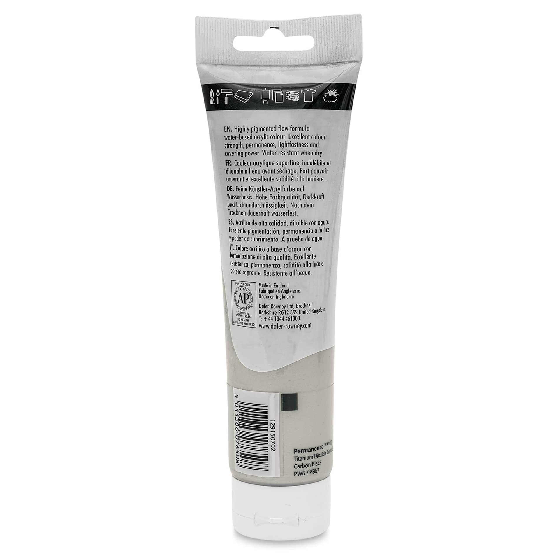 Daler-Rowney System3 Acrylic - Silver Hue, 150 ml tube back