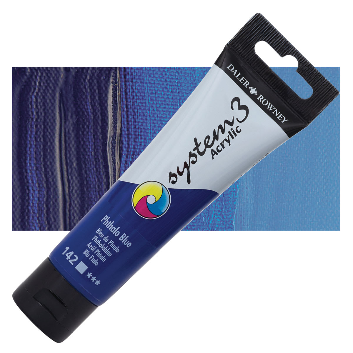 Daler-Rowney System3 Acrylic - Phthalo Blue, 59 ml tube and swatch Daler-Rowney System3 Acrylic - Phthalo Blue, 59 ml tube and swatch