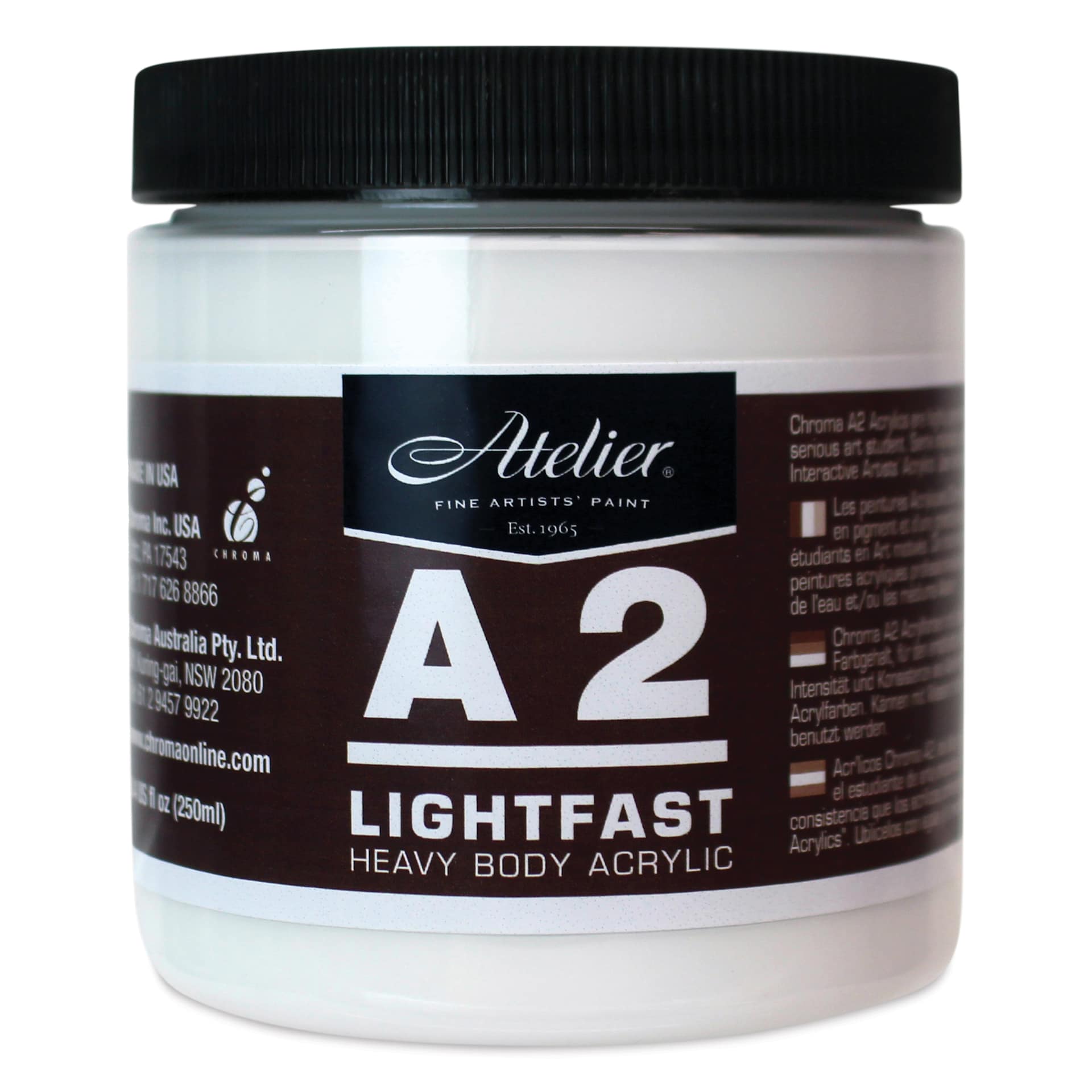 Chroma A2 Student Acrylics - Titanium White, 250 ml jar