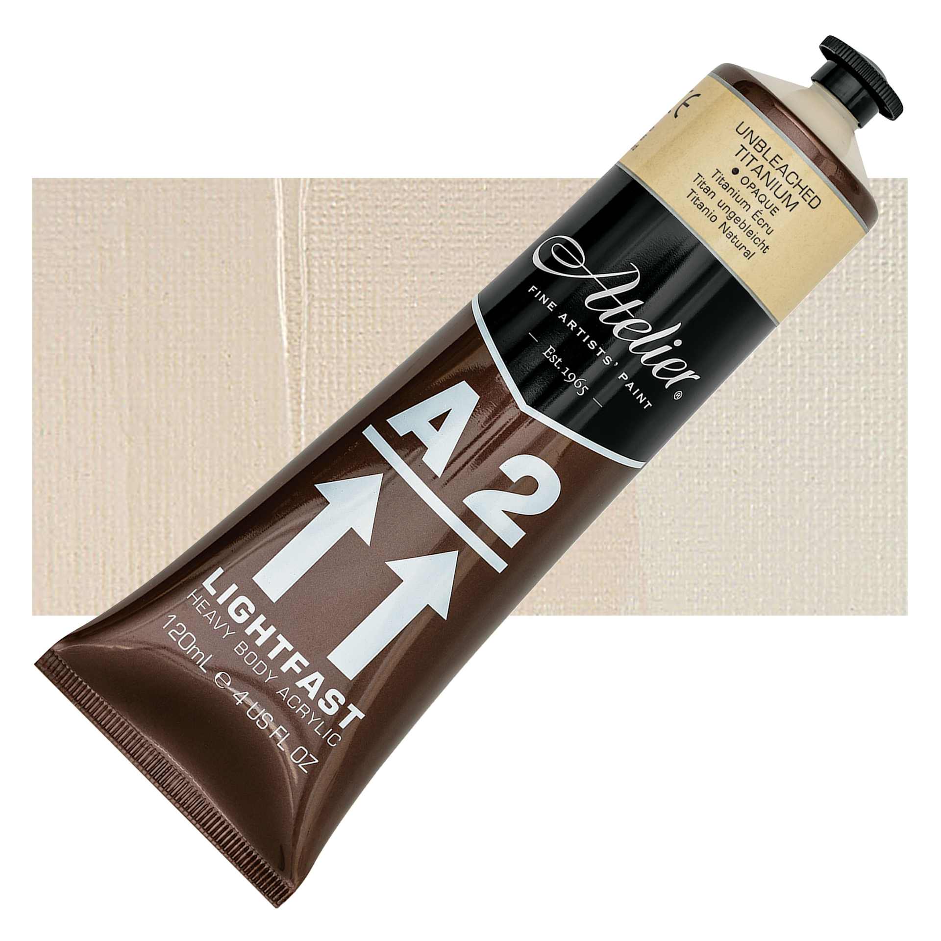 Chroma A2 Student Acrylic - Unbleached Titanium, 120 ml tube and swatch