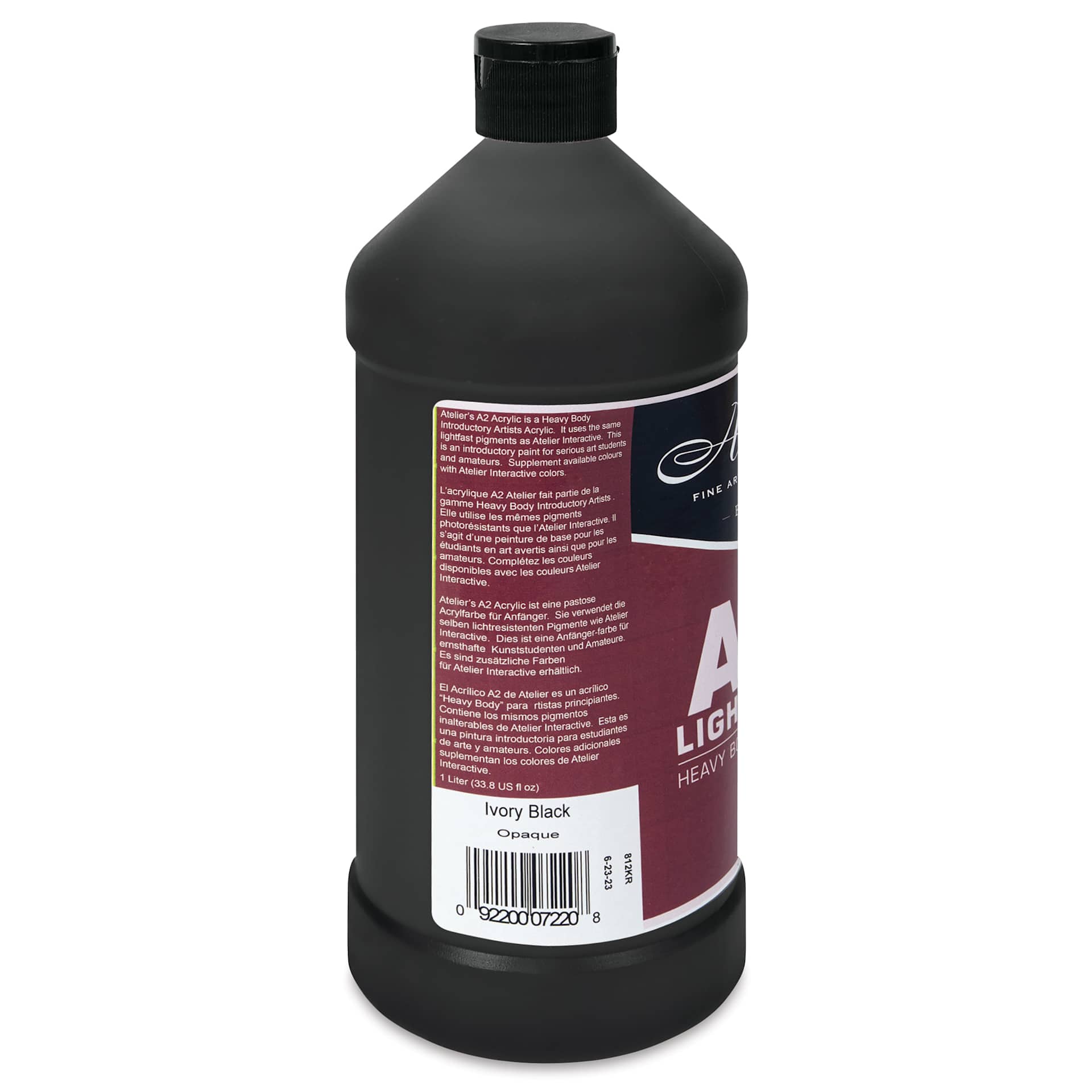 Chroma A2 Student Acrylics - Ivory Black, 1 L, Bottle, back