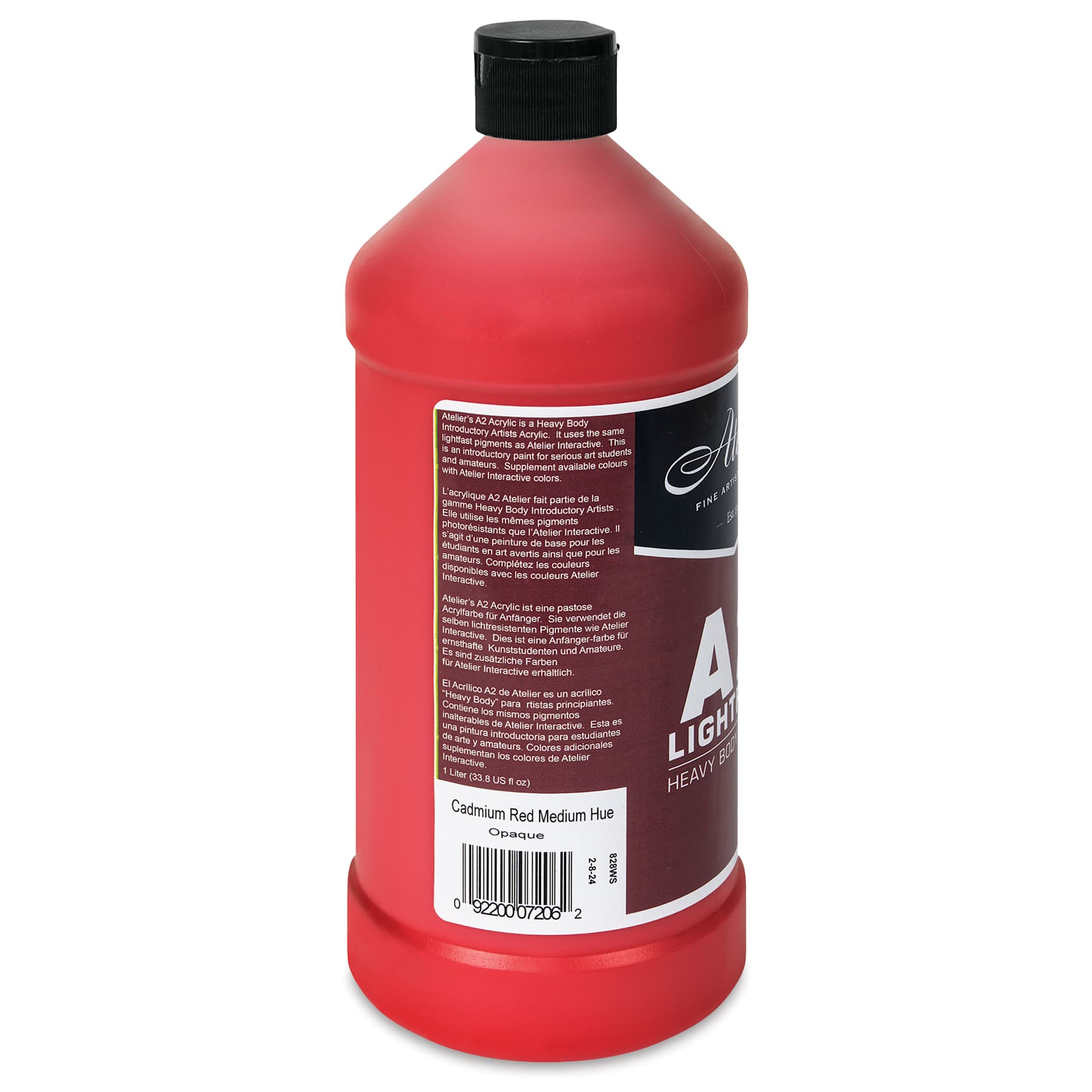 Chroma A2 Student Acrylics - Cadmium Red Medium Hue, 1 L, Bottle, back