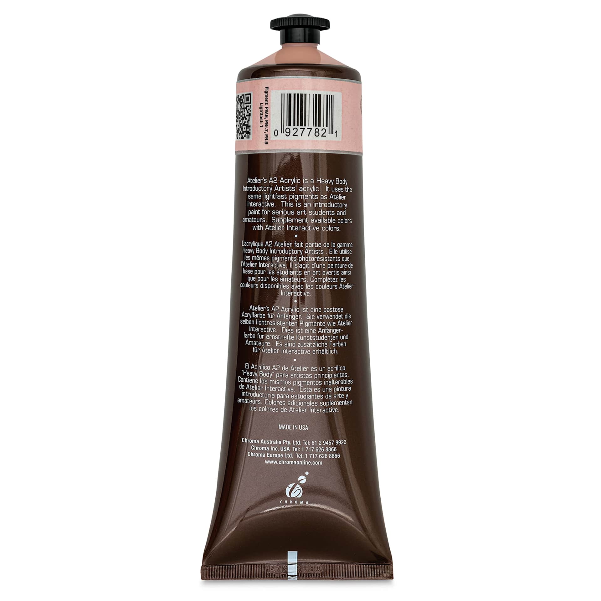Chroma A2 Student Acrylics - Toning Pink, 120 ml tube, back