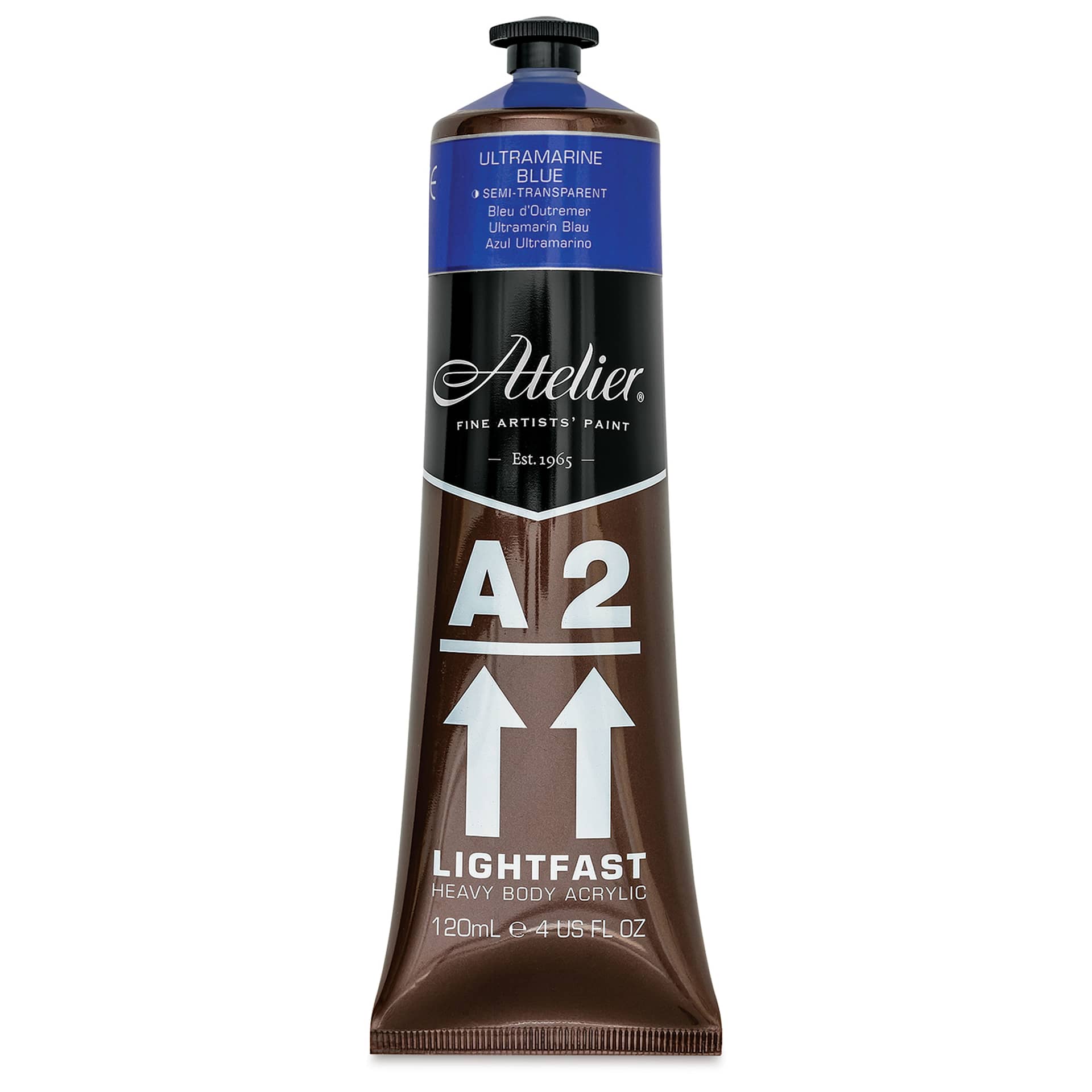 Chroma A2 Student Acrylics - Ultramarine Blue, 120 ml tube, front