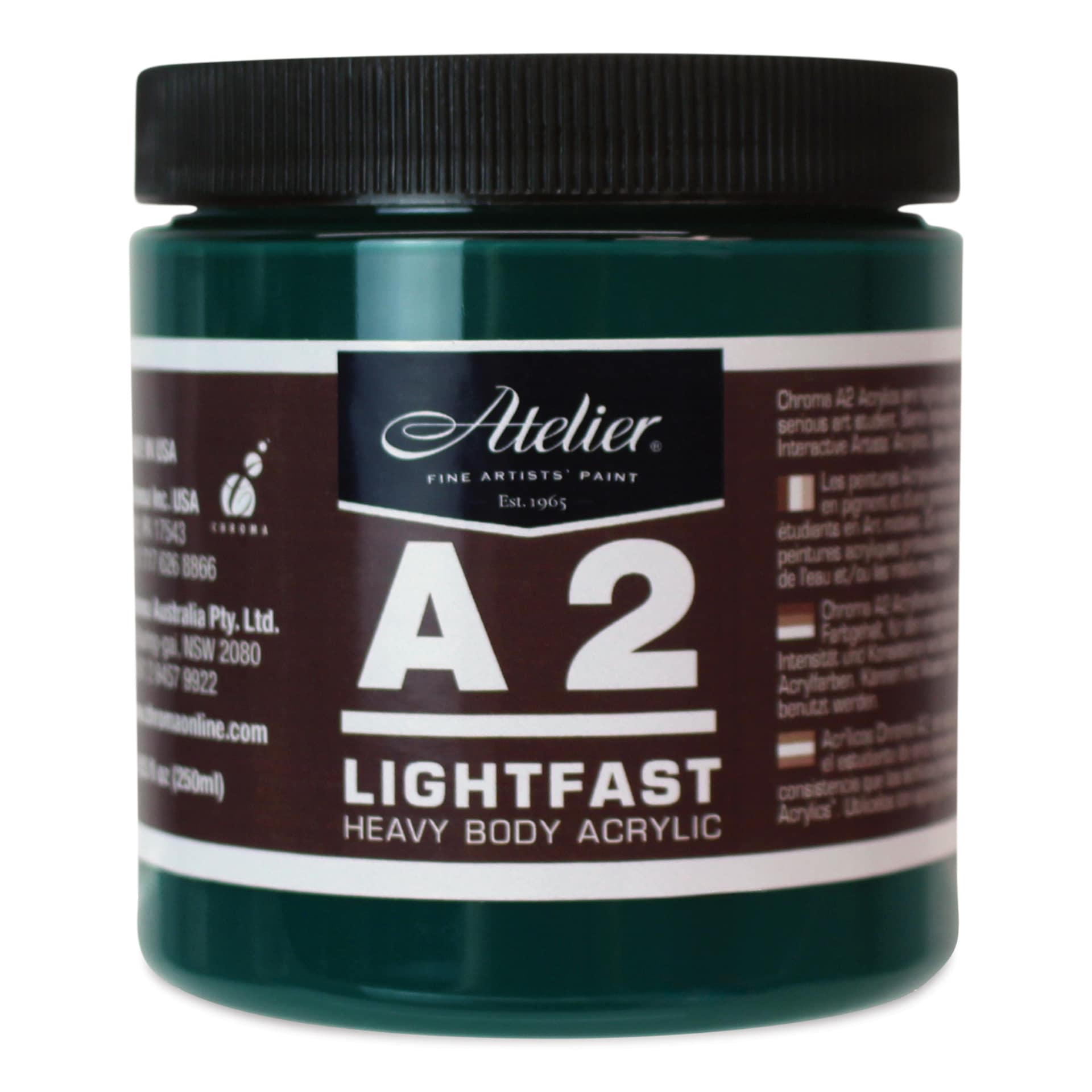 Chroma A2 Student Acrylics - Pthalo Green Hue, 250 ml jar