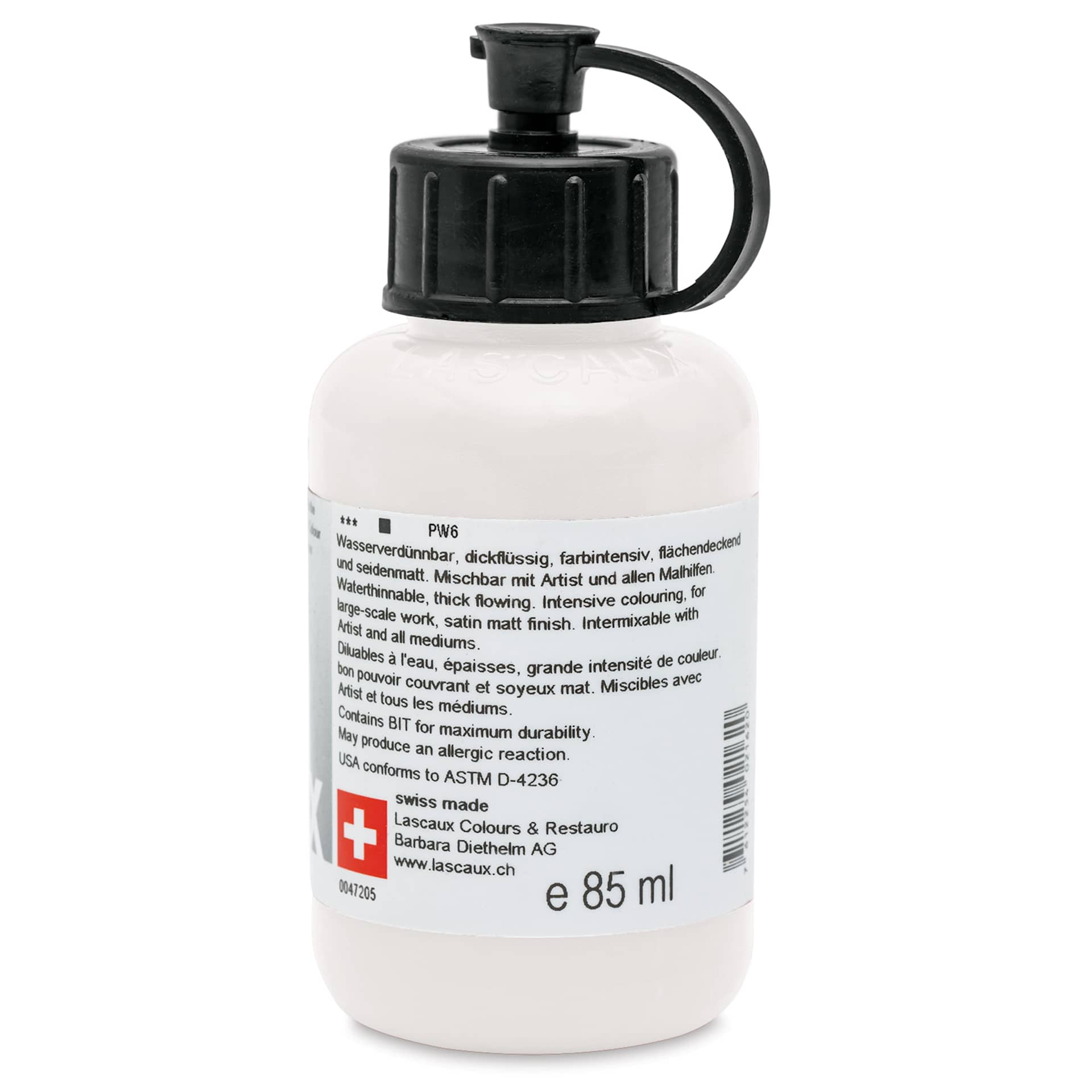 Lascaux Studio Acrylics - Titanium White, 85 ml bottle back