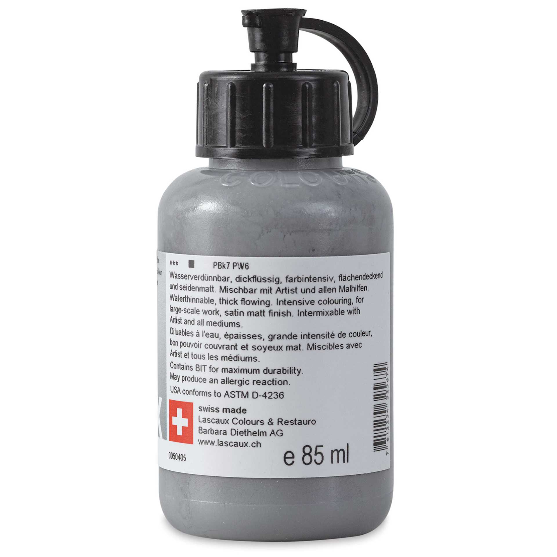 Lascaux Studio Acrylics - Neutral Gray Middle, 85 ml bottle back