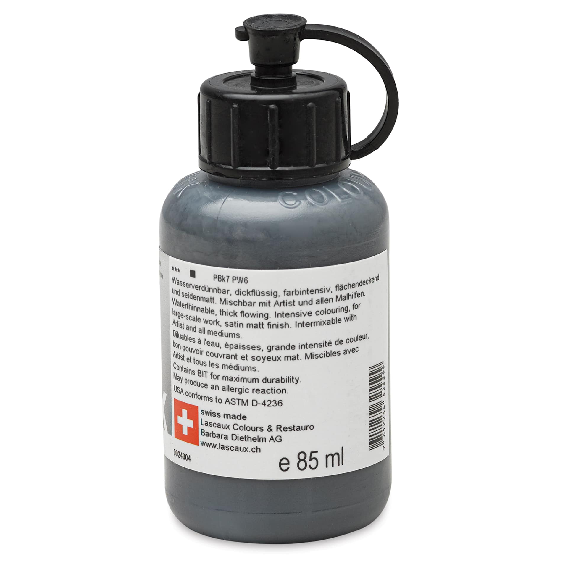 Lascaux Studio Acrylics - Neutral Gray Dark, 85 ml bottle back