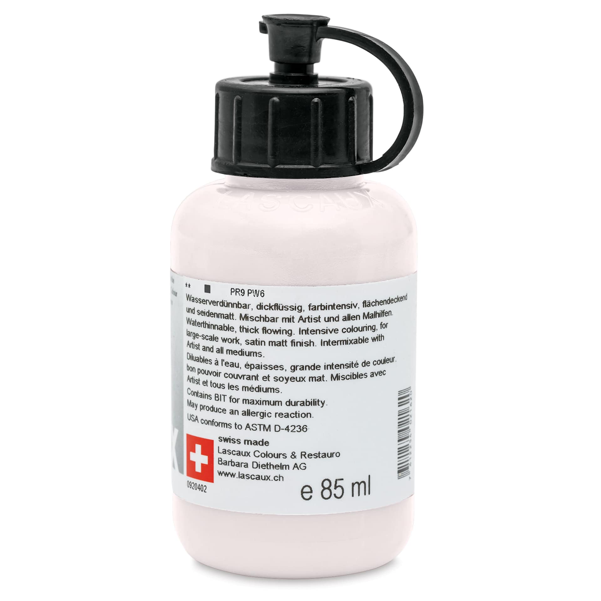 Lascaux Studio Acrylics - Naples Rose, 85 ml bottle back