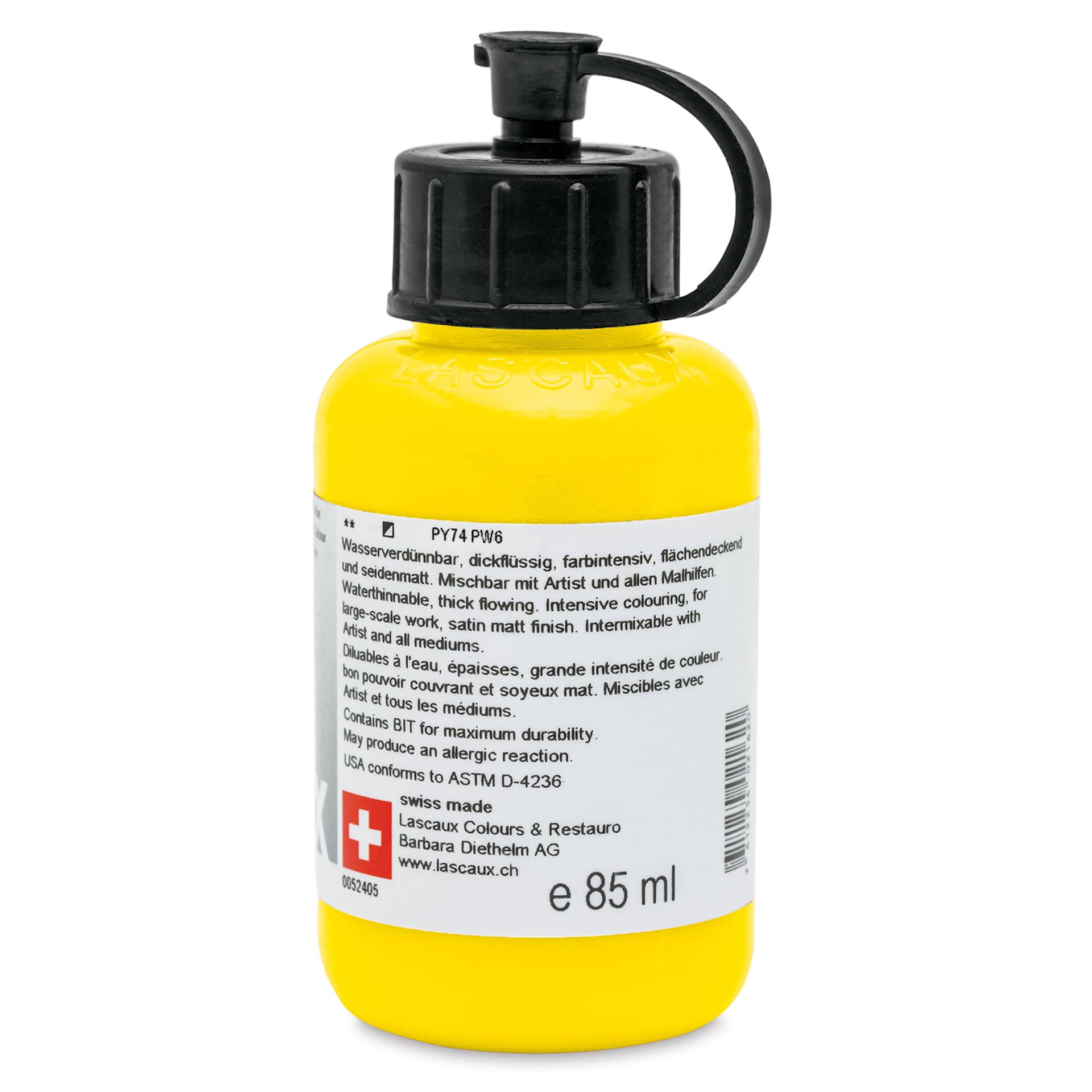 Lascaux Studio Acrylics - Permanent Yellow Light, 85 ml  bottle back