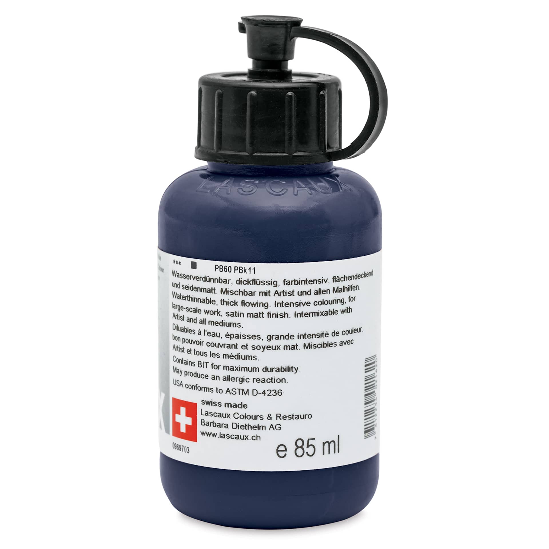 Lascaux Studio Acrylics - Indigo, 85 ml bottle back