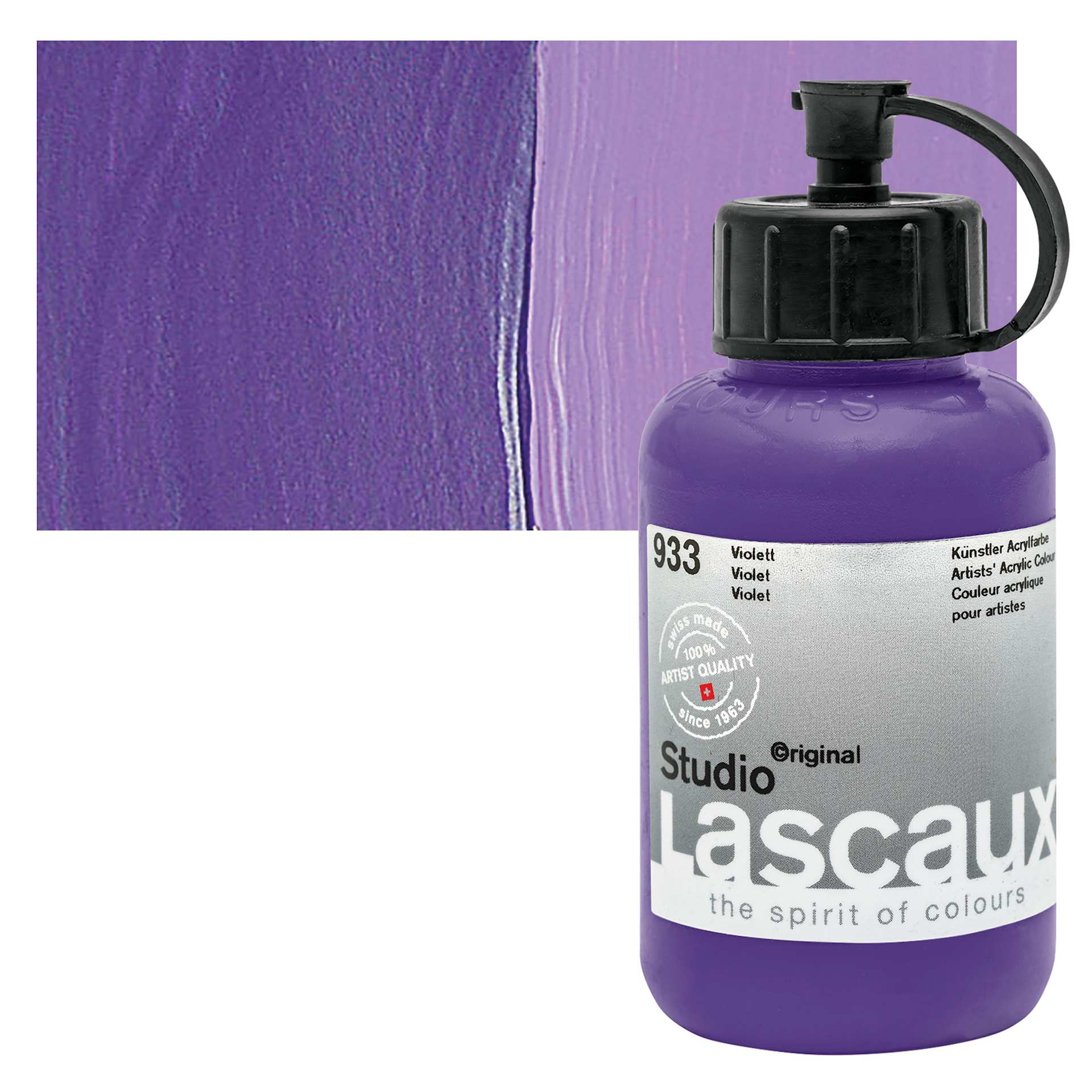 Lascaux Studio Acrylic - Violet, 85 ml bottle and swatch