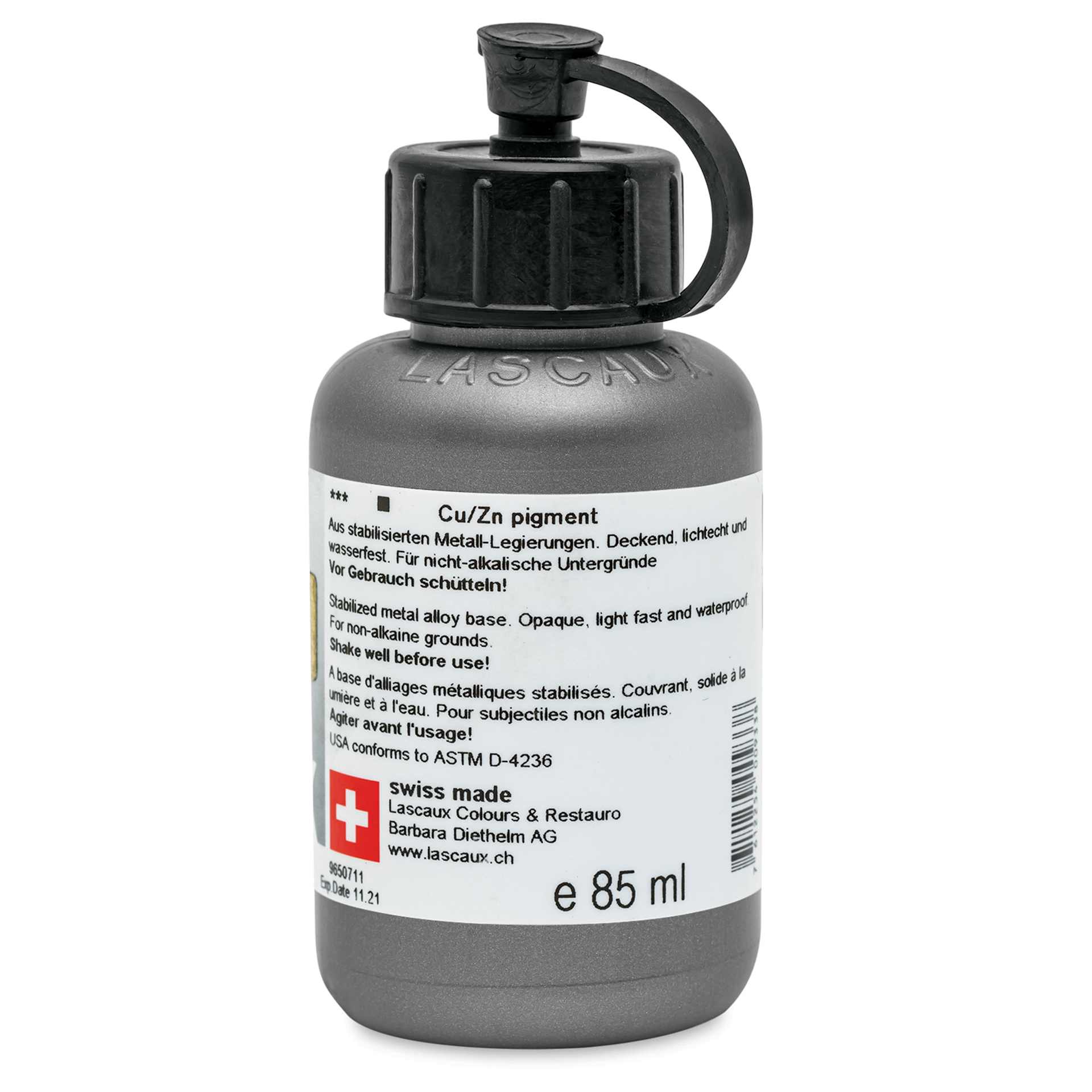 Lascaux Studio Acrylics - English Green Gold, 85 ml bottle back