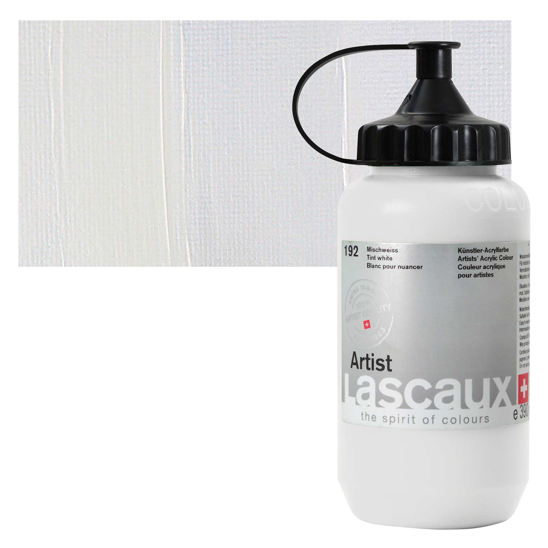 Lascaux Artist Acrylic - Tint White, 390 ml tube and swatch