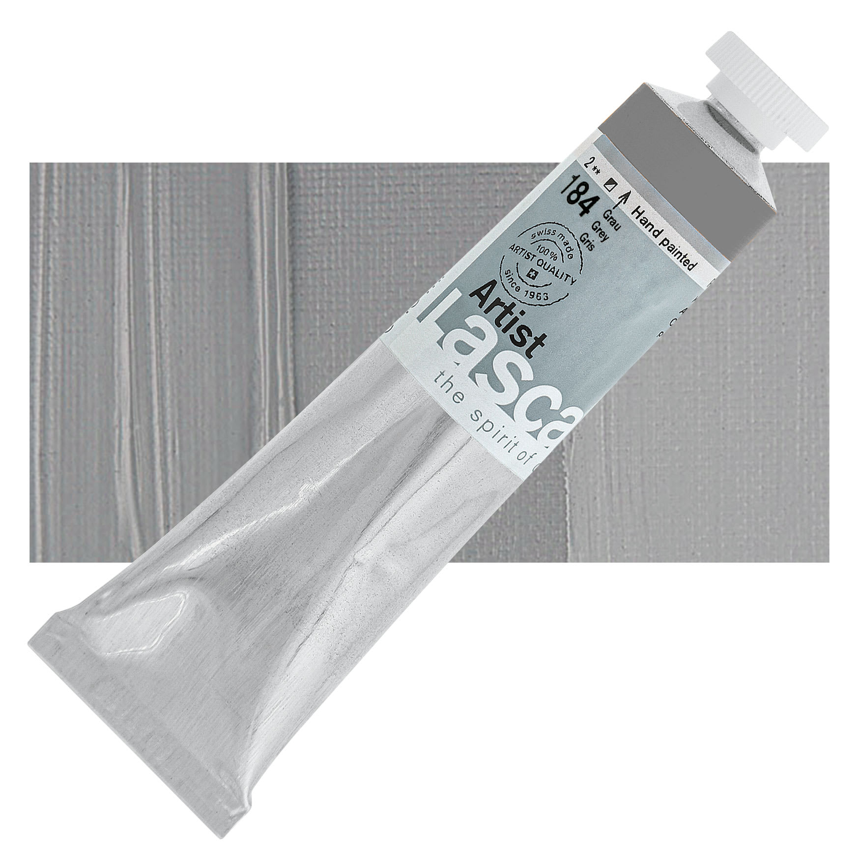 Lascaux Artist Acrylic - Gray, 45 ml tube and swatch
