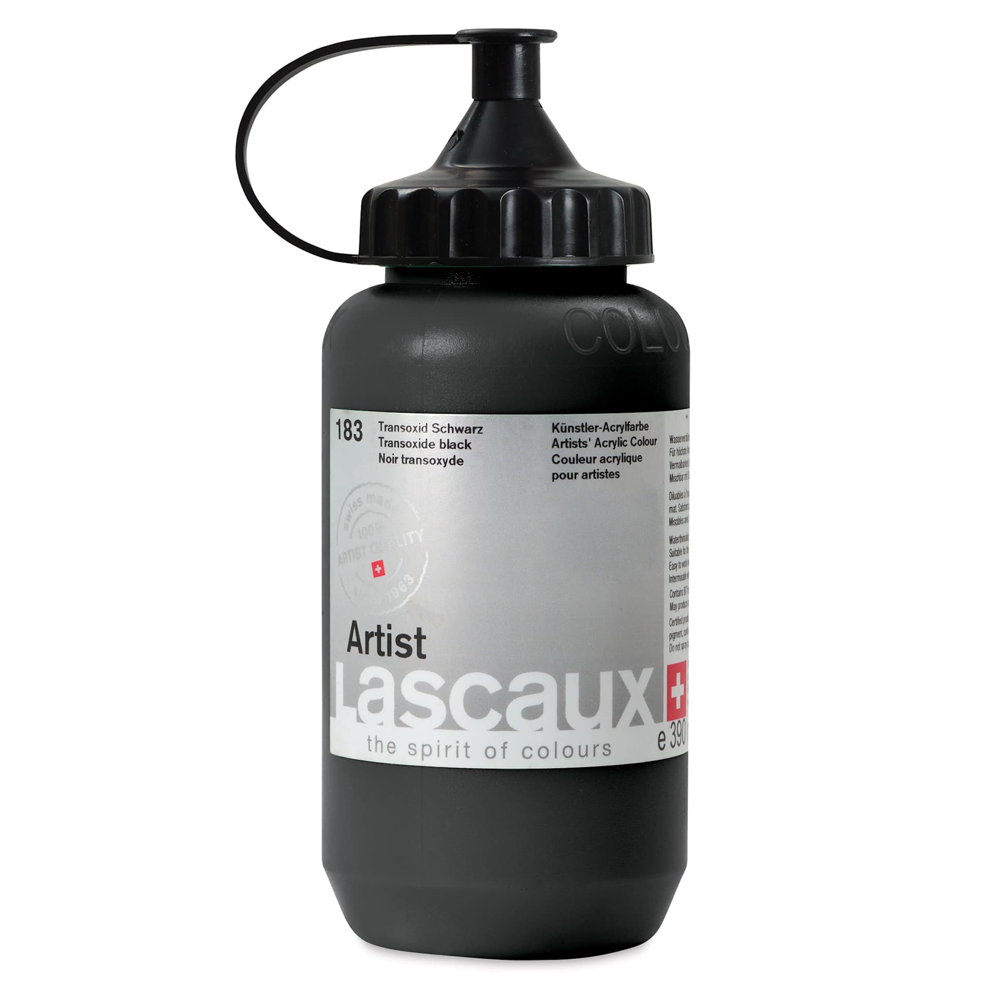 Lascaux Artist Acrylics - Transoxide Black, 390 ml Tube