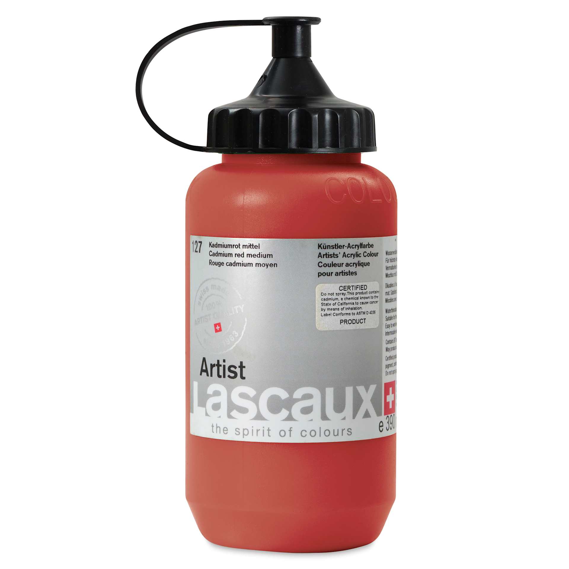 Lascaux Artist Acrylics - Cadmium Red Medium, 390 ml Tube
