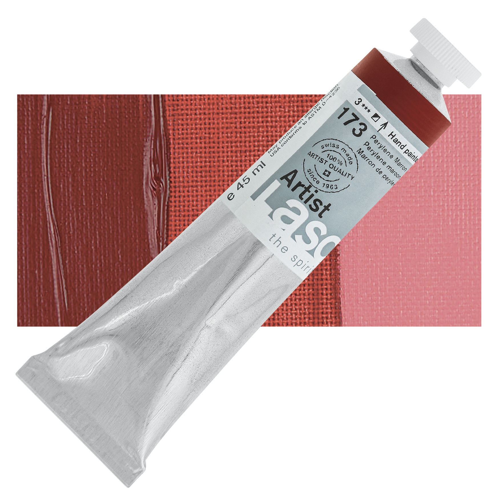 Lascaux Artist Acrylics - Perylene Maroon, 45 ml Tube and swatch